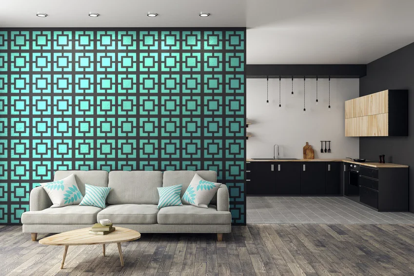 Removable vinyl breeze block wall decals with a modern geometric pattern for stylish and timeless home decor.