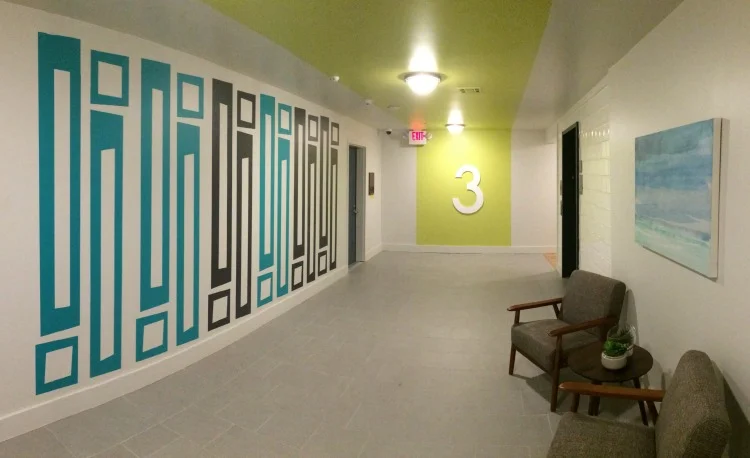 Stylish contemporary long rectangle pattern removable vinyl wall decal by Wall Star Graphics.