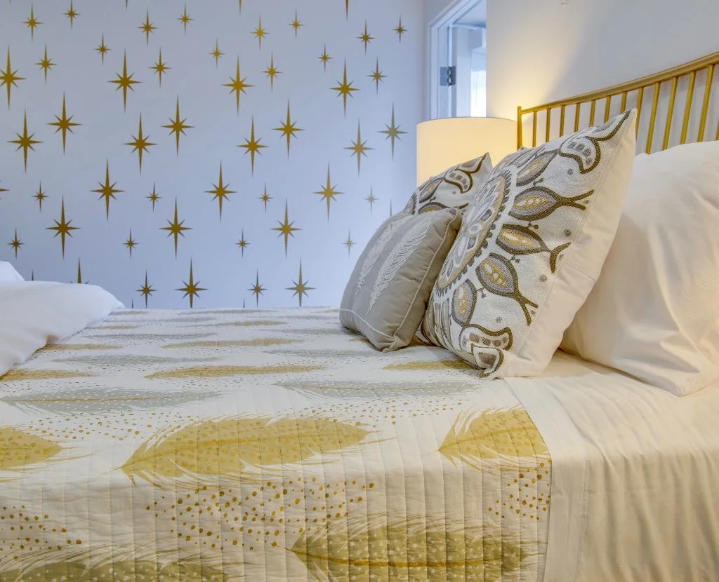 Retro atomic star removable vinyl wall decals for stylish home decor or mid century inspired decor.