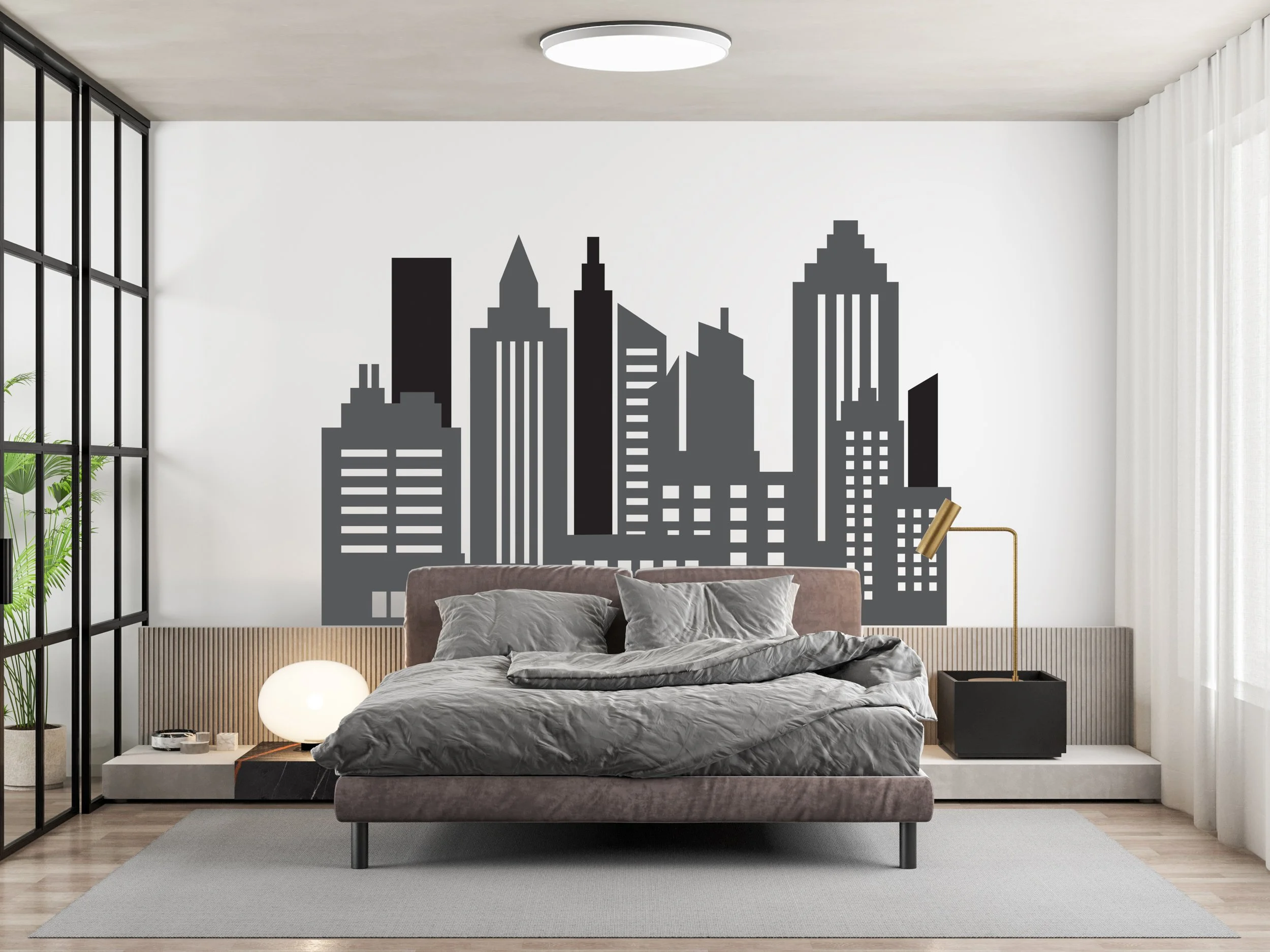Graz Design Adesivo Da Parete Skyline Di Colonia Con Stadio - 30x6,6 Cm - Nero