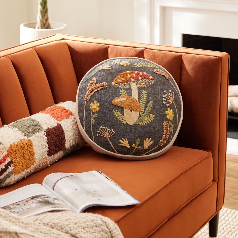 World Market Mushroom Round Throw Pillow.JPG