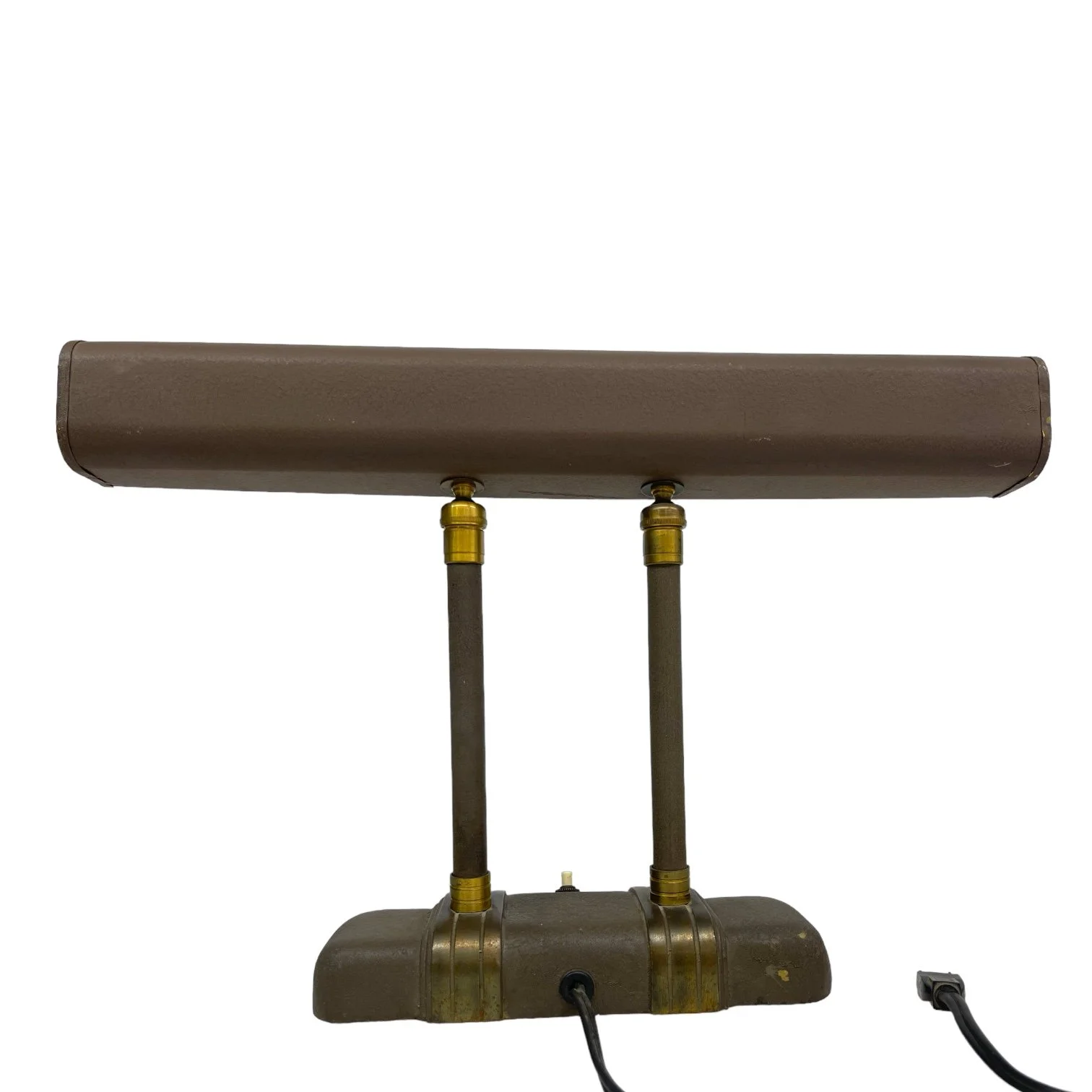 Vintage Faries Art Deco Adjustable Bankers Lamp in brown with gold accents.