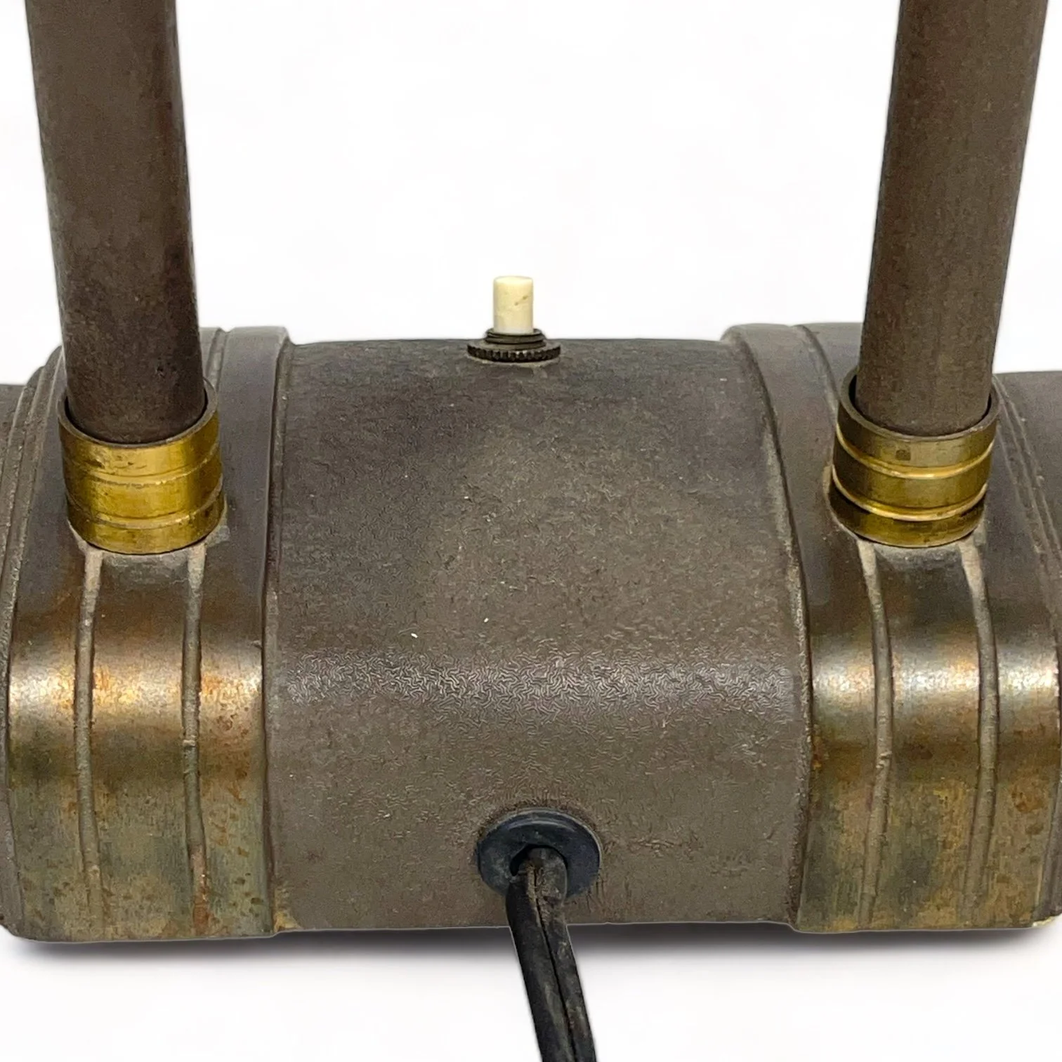 Vintage Faries Art Deco Adjustable Bankers Lamp in brown with gold accents.