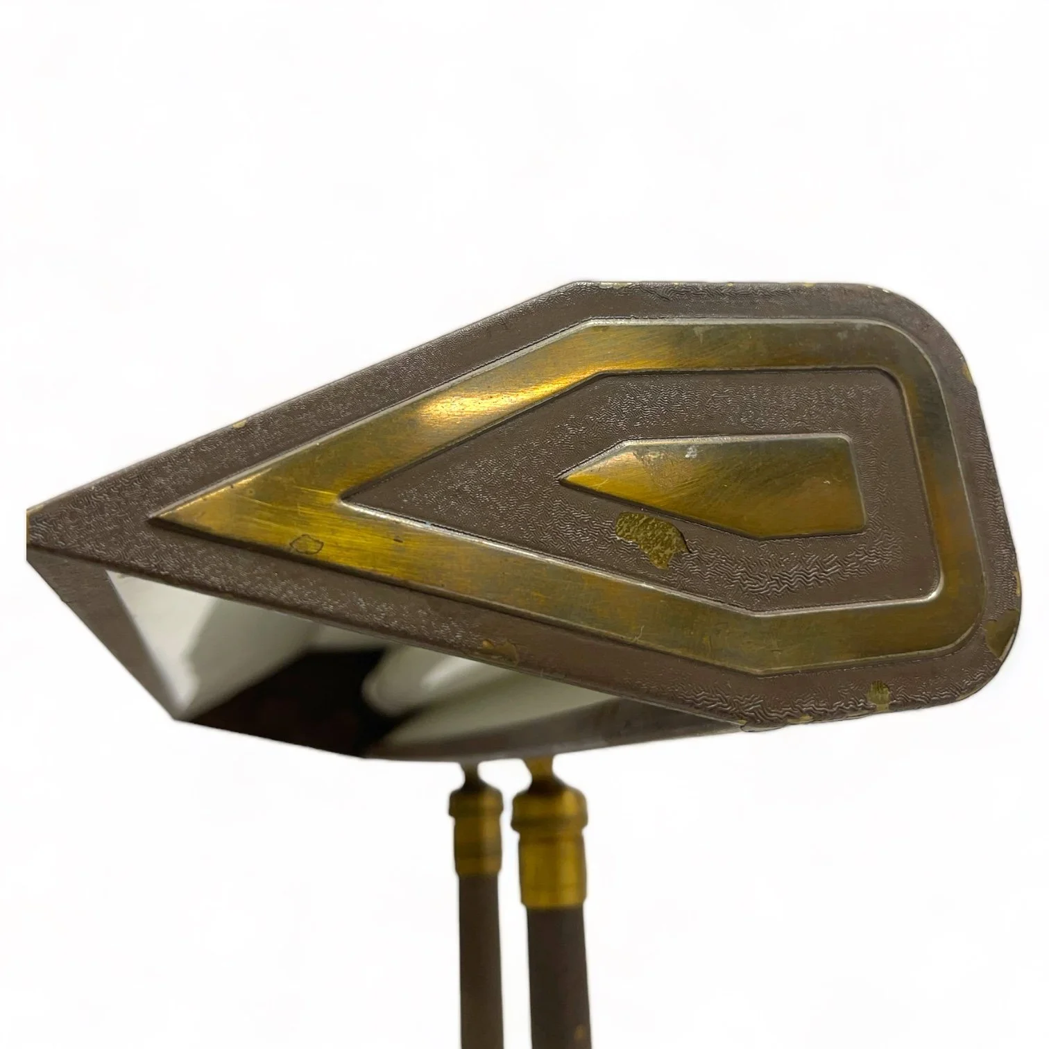 Vintage Faries Art Deco Adjustable Bankers Lamp in brown with gold accents.