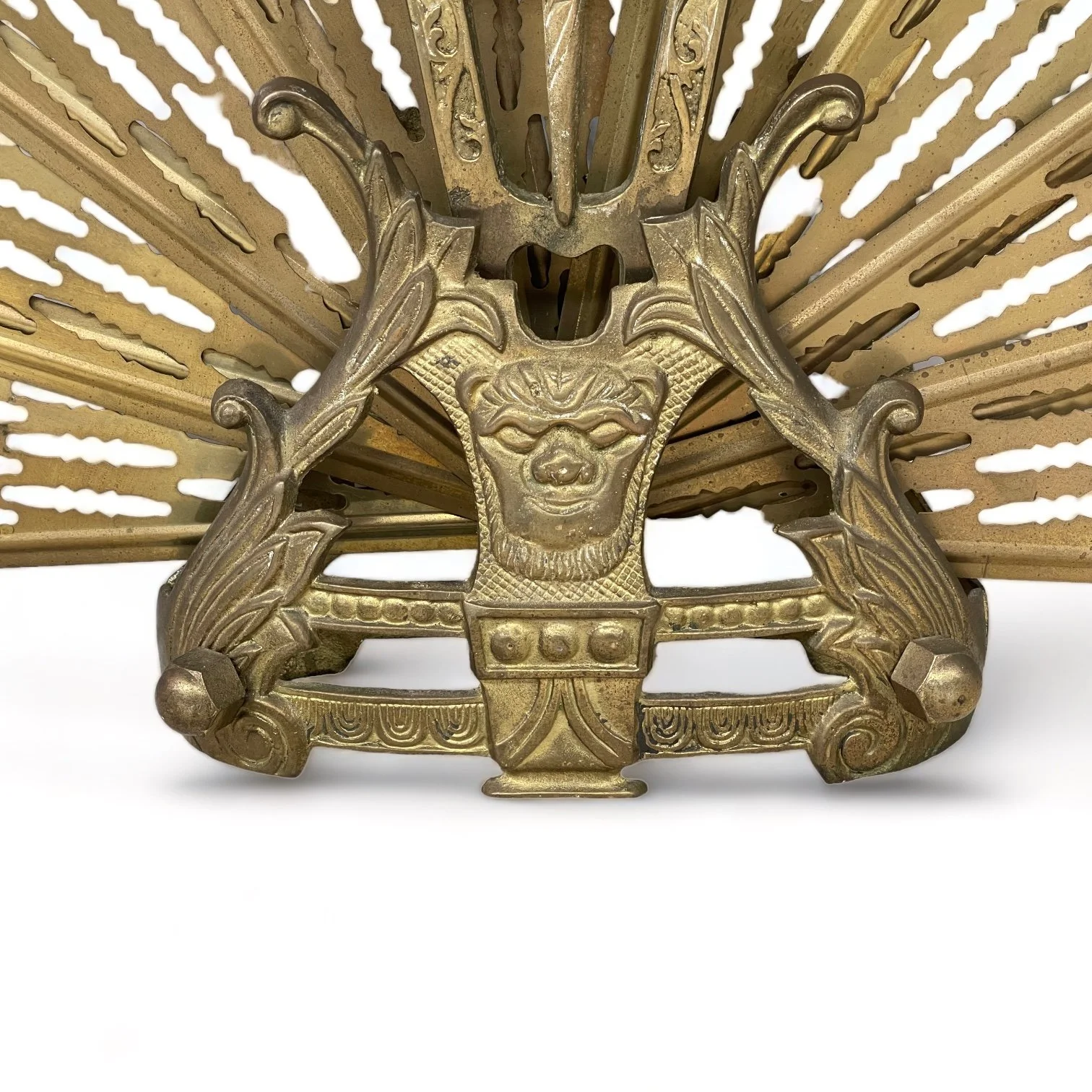 Vintage ornate solid brass art deco fireplace screen. Double sided, foldable, heavy duty weighing 17 lbs.