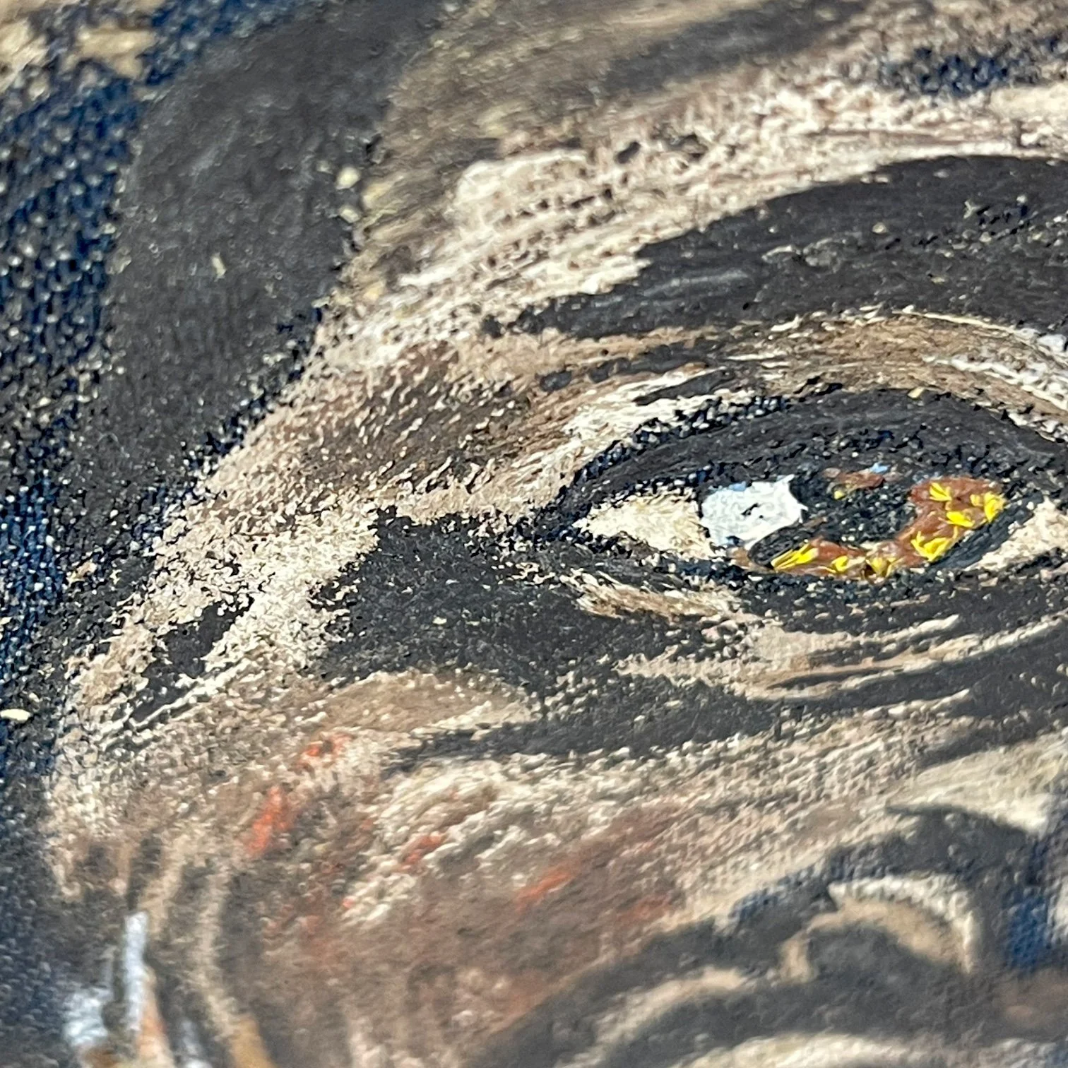 Vintage original portrait painting of an old bearded black man with a hat on in earth tone colors and done in a vertical orientation, framed in a vintage wood frame.