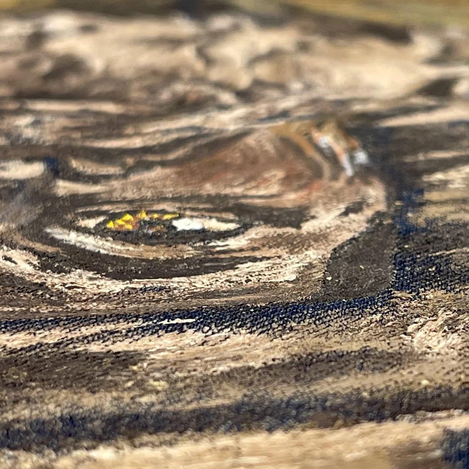 Vintage original portrait painting of an old bearded black man with a hat on in earth tone colors and done in a vertical orientation, framed in a vintage wood frame.