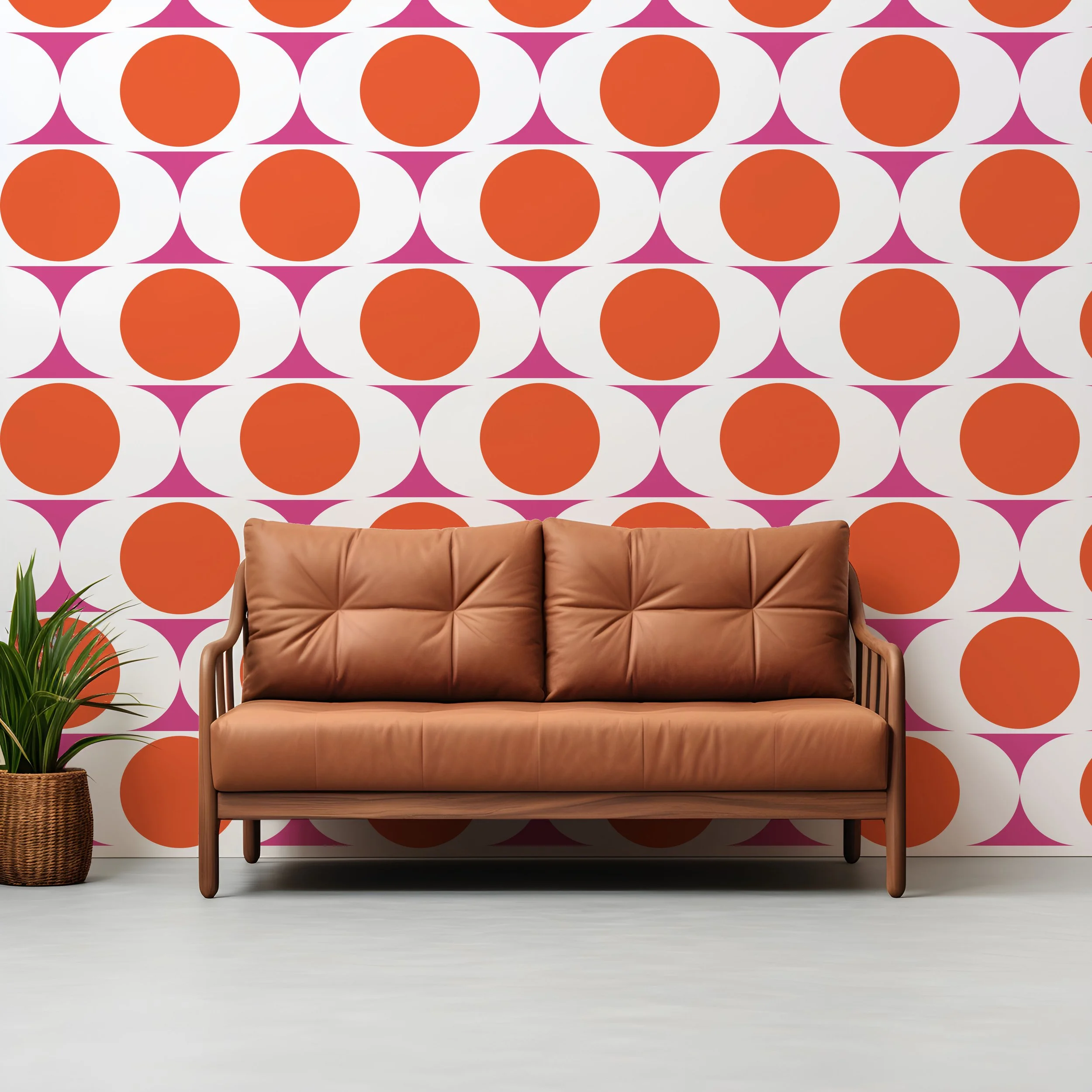 Mid century two color wall decals, circle and triangle pattern