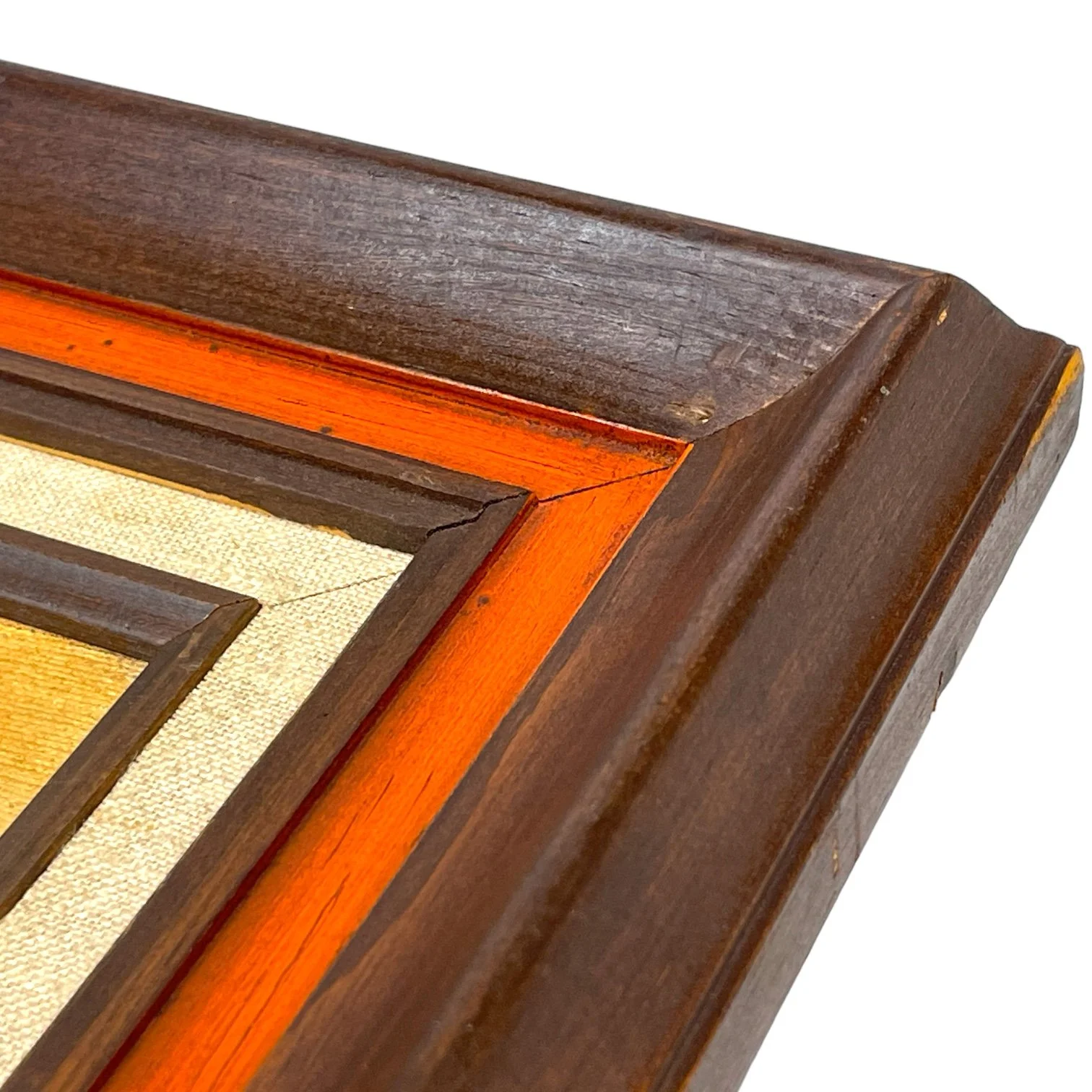 Vintage 1970s Sailboat Painting on the Water at Sunset Framed, horizontal orientation measuring 30x18 inches. Signed and dated by artist.