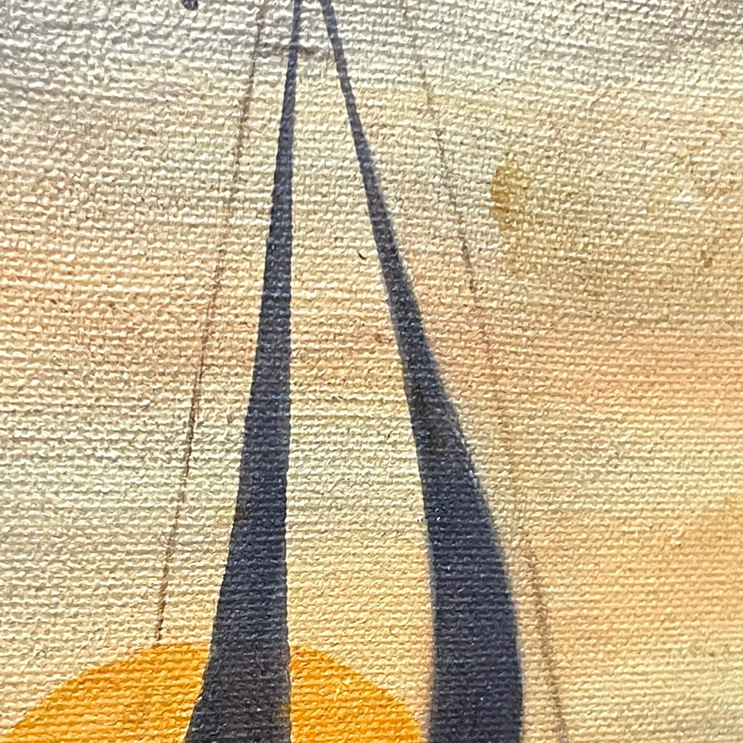 Vintage 1970s Sailboat Painting on the Water at Sunset Framed, horizontal orientation measuring 30x18 inches. Signed and dated by artist.