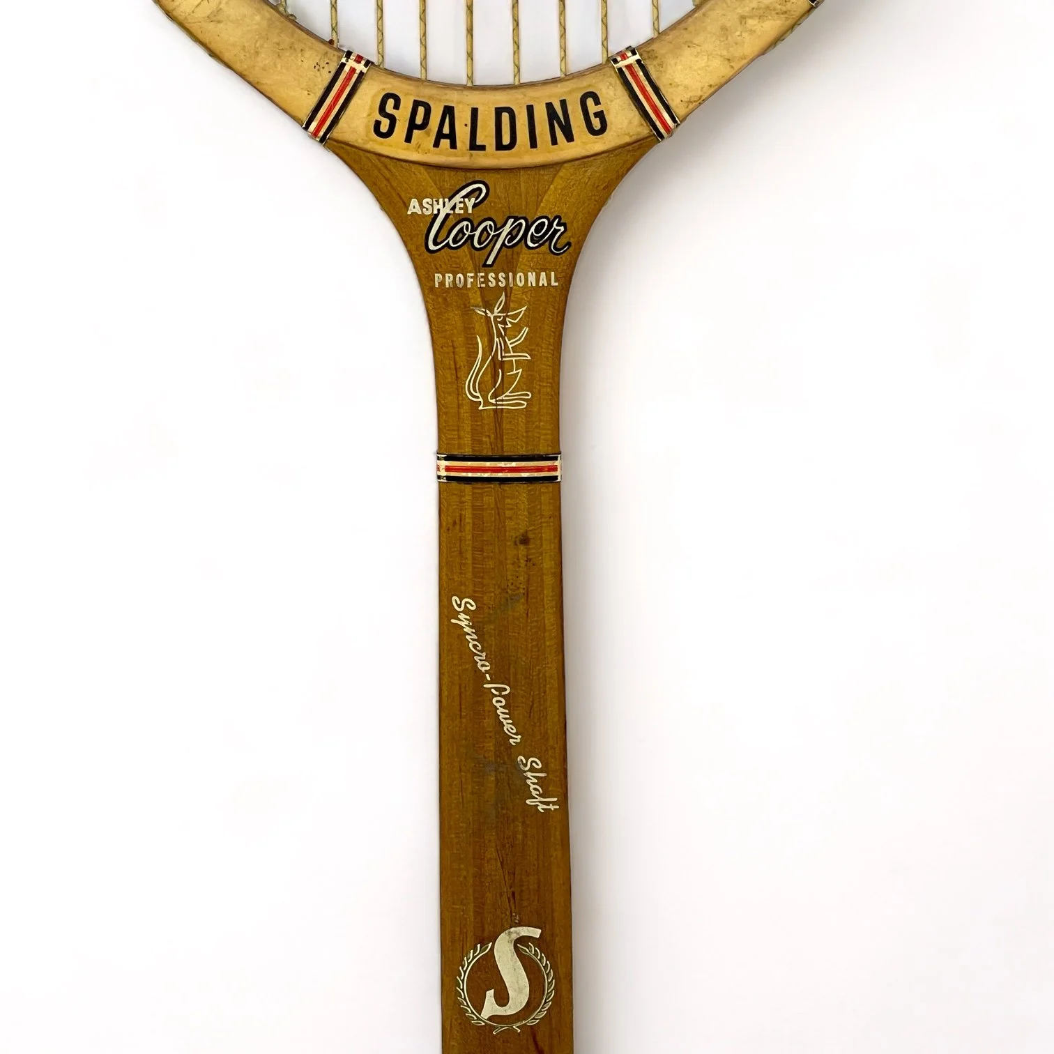 Vintage wooden tennis racket by Spalding, model Ashley Cooper Professional.