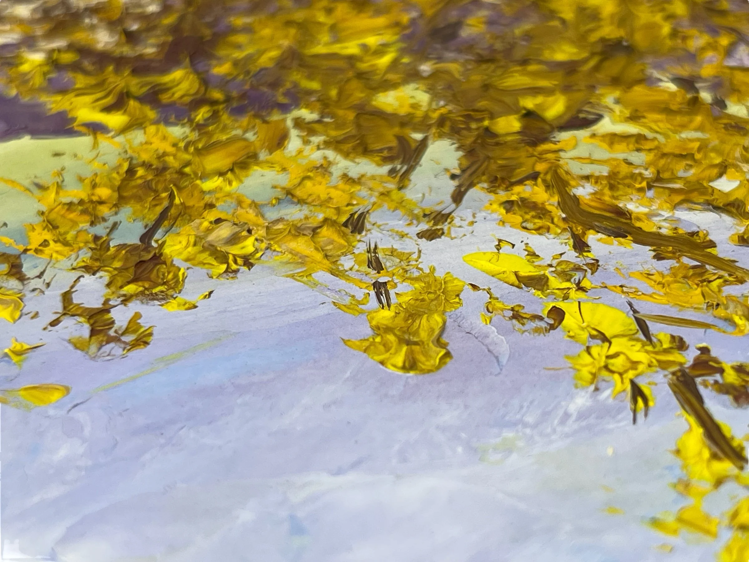 Vintage colorful arid desert painting framed in rustic wood frame.