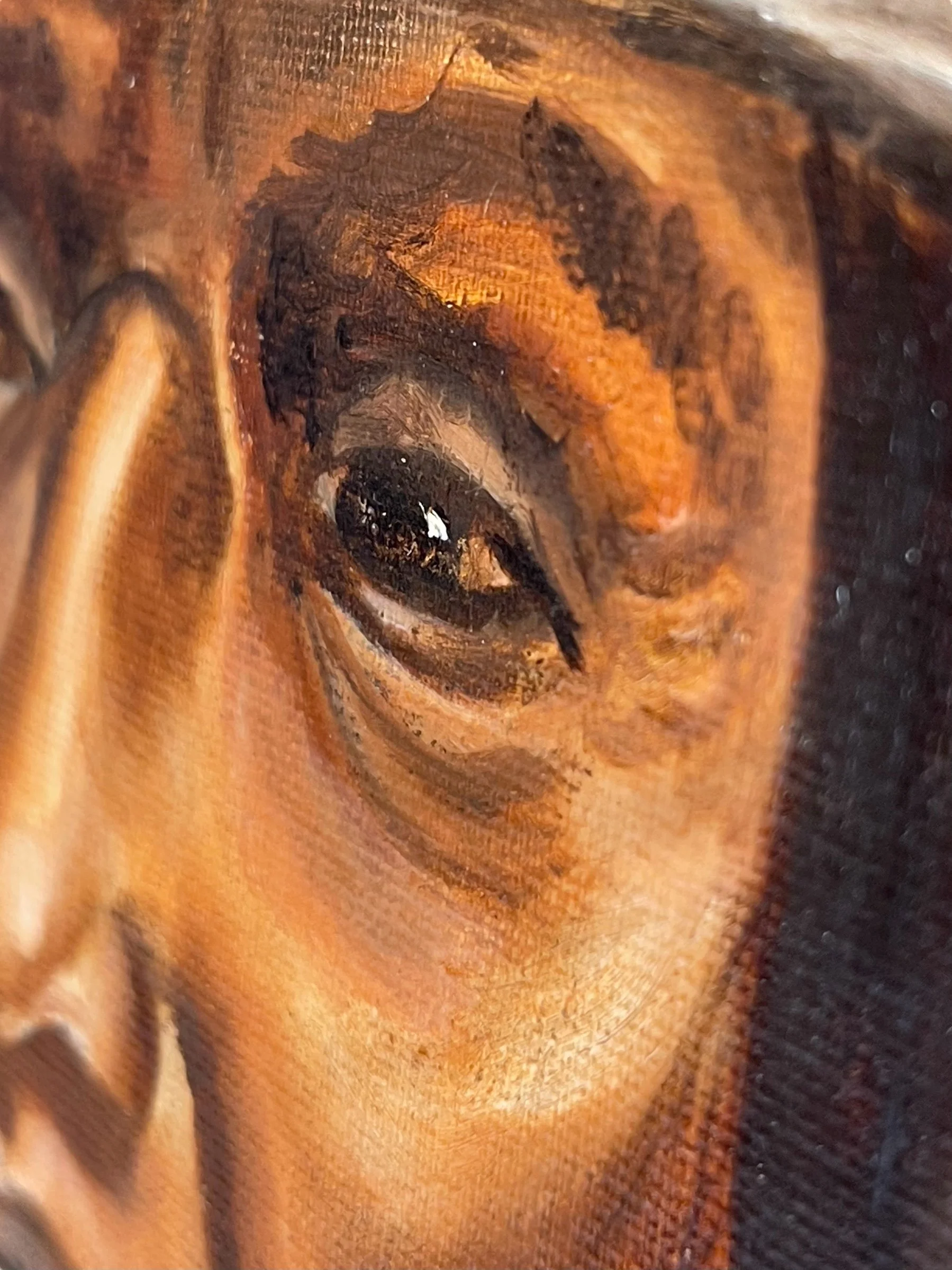 Vintage framed Painting of Native Man in Western Hat signed by artist. Painting is done in a combination of earth tone colors.