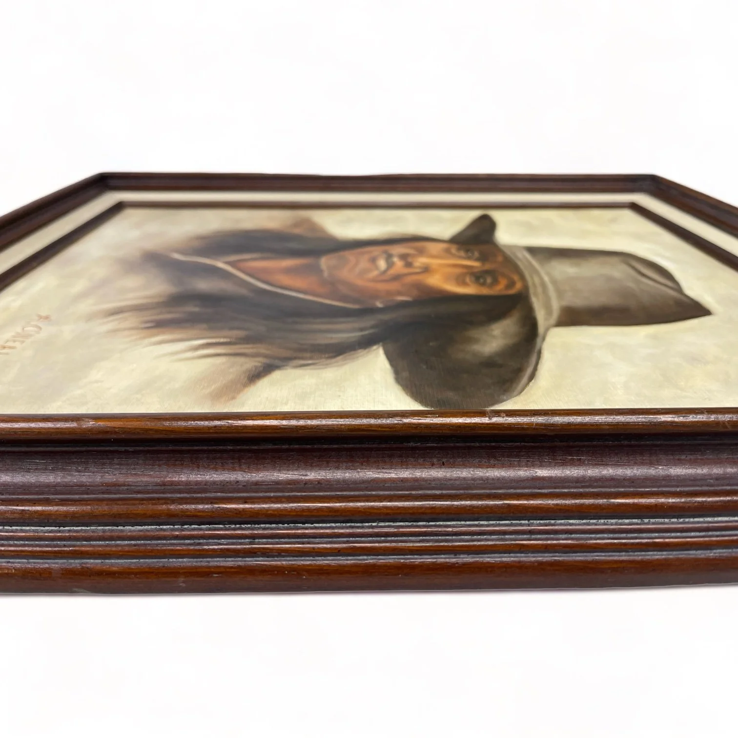 Vintage framed Painting of Native Man in Western Hat signed by artist. Painting is done in a combination of earth tone colors.