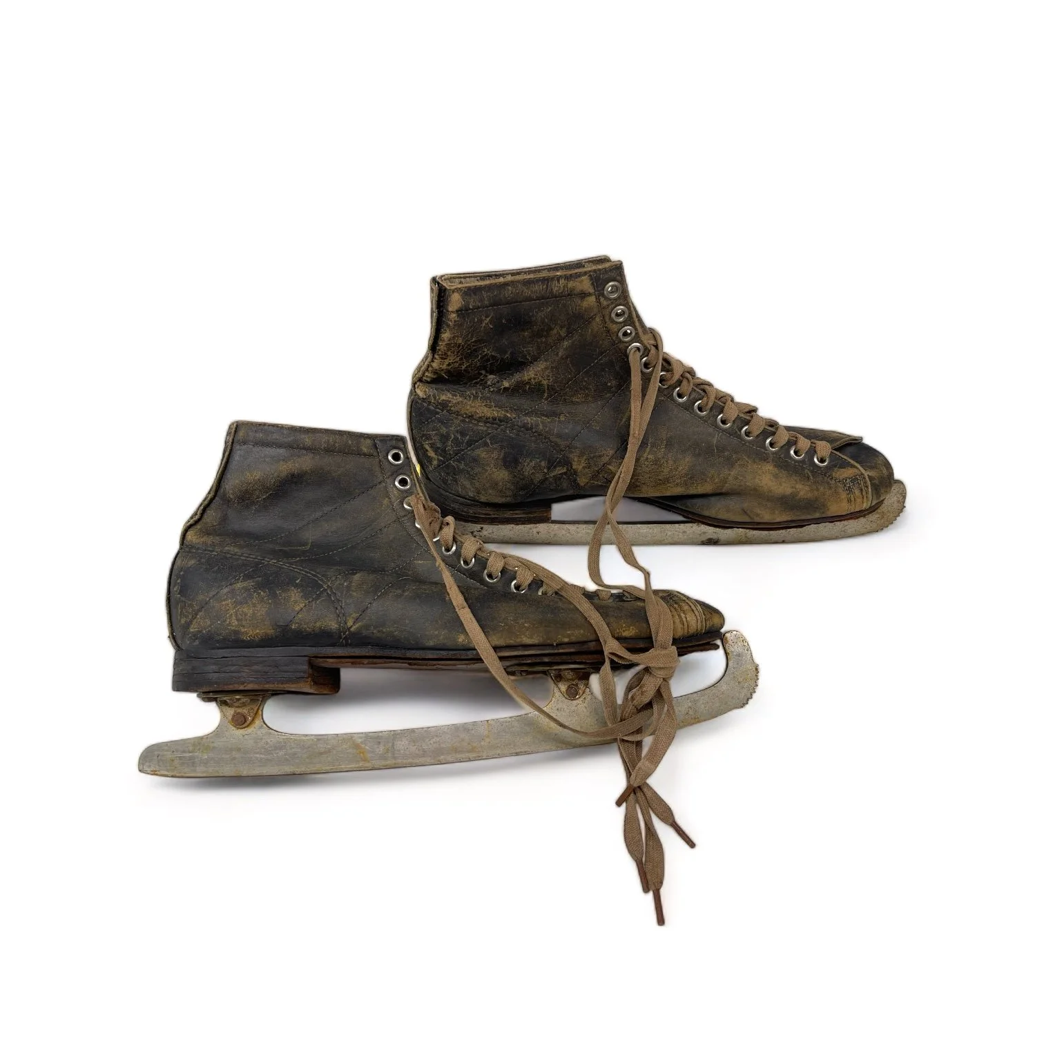 Vintage Men's Leather Ice Hockey Skates for Cabin or Ski Lodge Decor