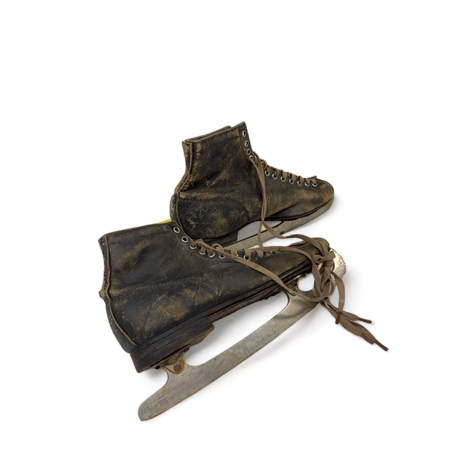 Vintage Men's Leather Ice Hockey Skates for Cabin or Ski Lodge Decor