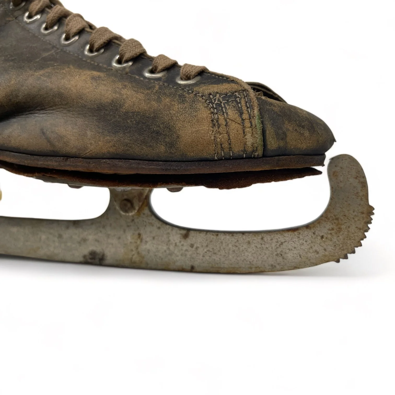 Vintage Men's Leather Ice Hockey Skates for Cabin or Ski Lodge Decor