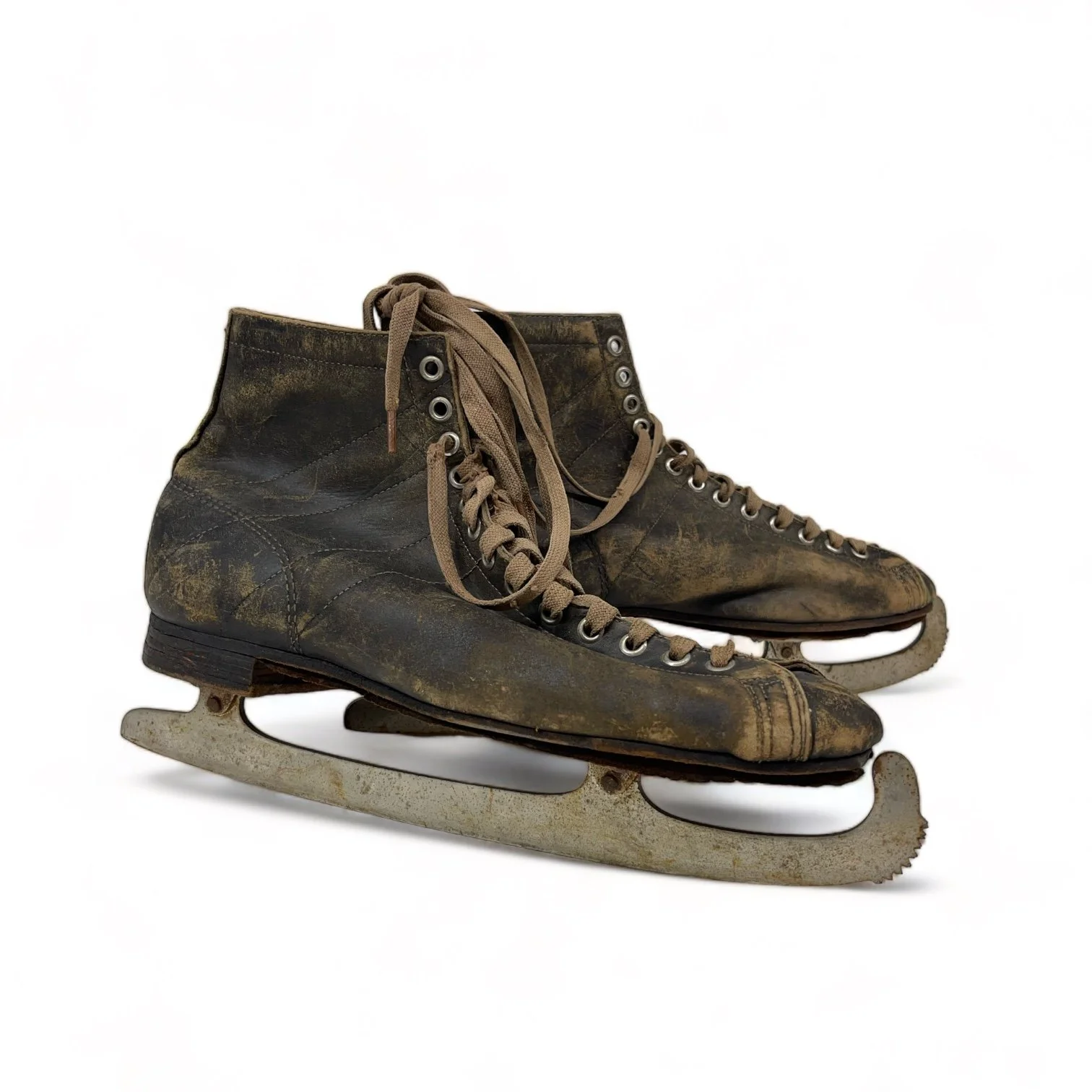Vintage Men's Leather Ice Hockey Skates for Cabin or Ski Lodge Decor