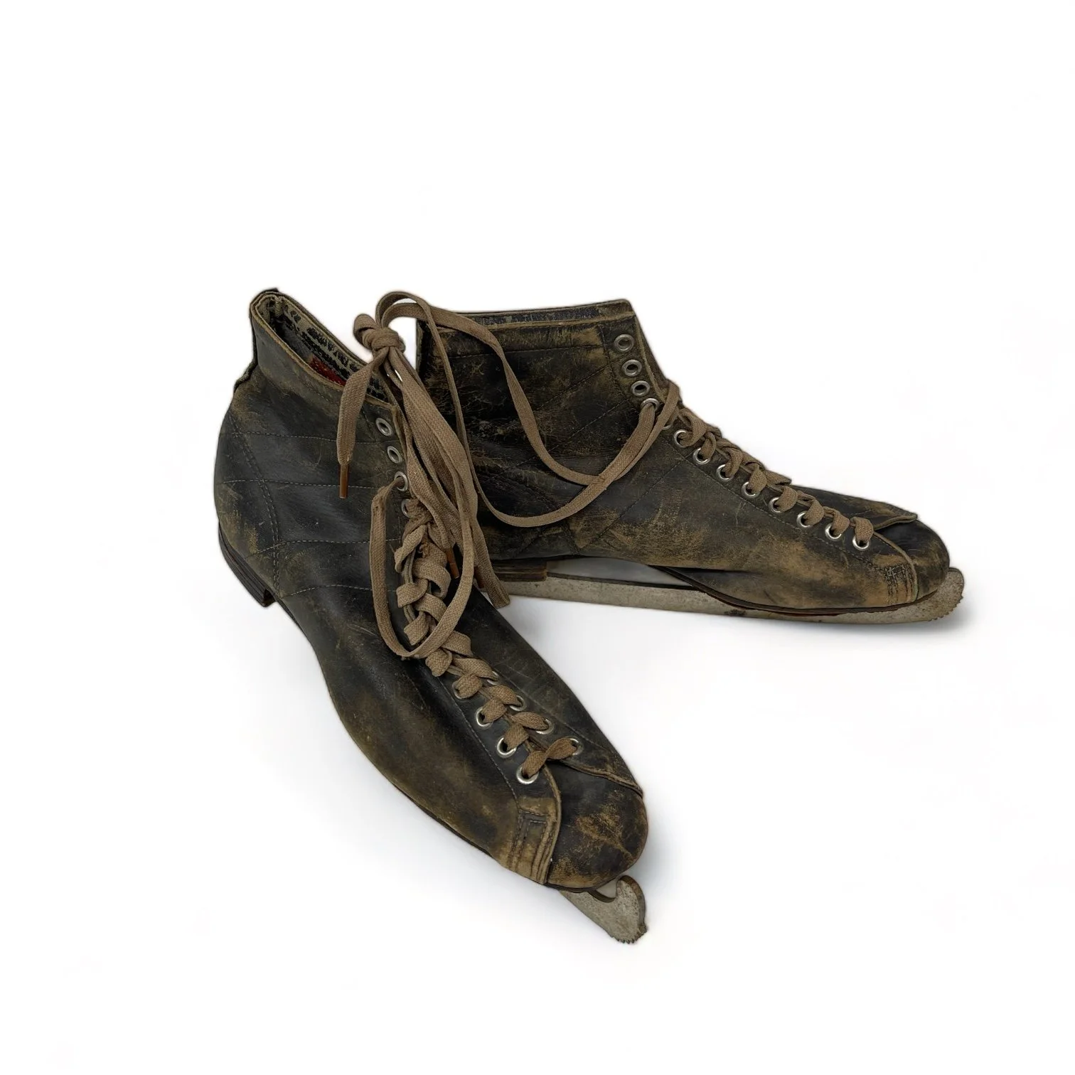 Vintage Men's Leather Ice Hockey Skates for Cabin or Ski Lodge Decor