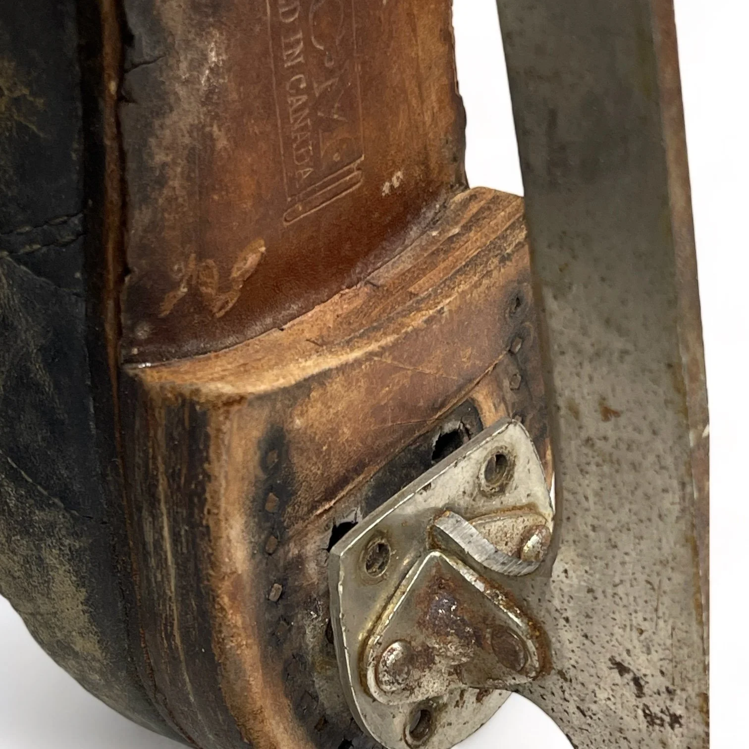 Vintage Men's Leather Ice Hockey Skates for Cabin or Ski Lodge Decor