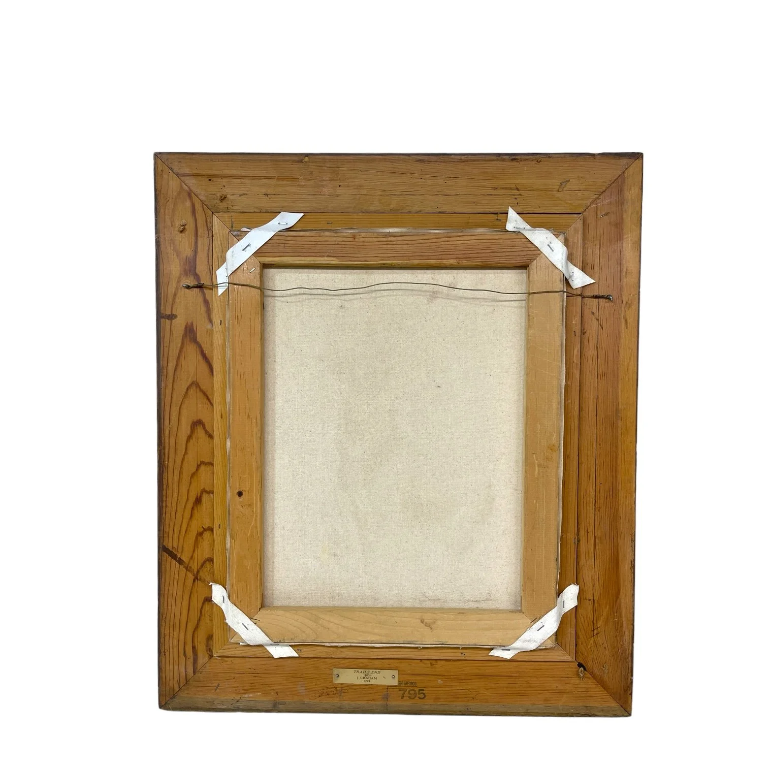 Vintage painting of an elk title 'Trails End' by artist J. Graham, signed and dated 1993. The vertical artwork measures 28x24 inches and is framed in a heavy duty, ornate wood frame.