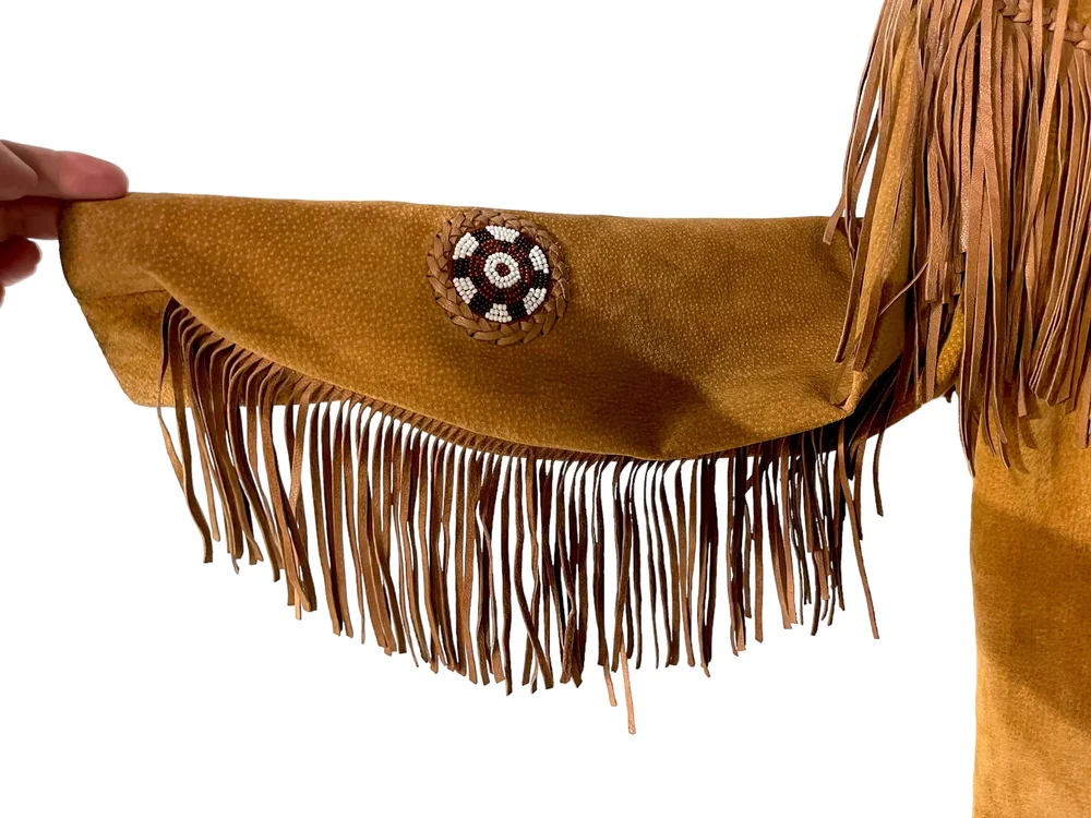Vintage Suede Fringe beaded Jacket by Echo Mountain Arturo