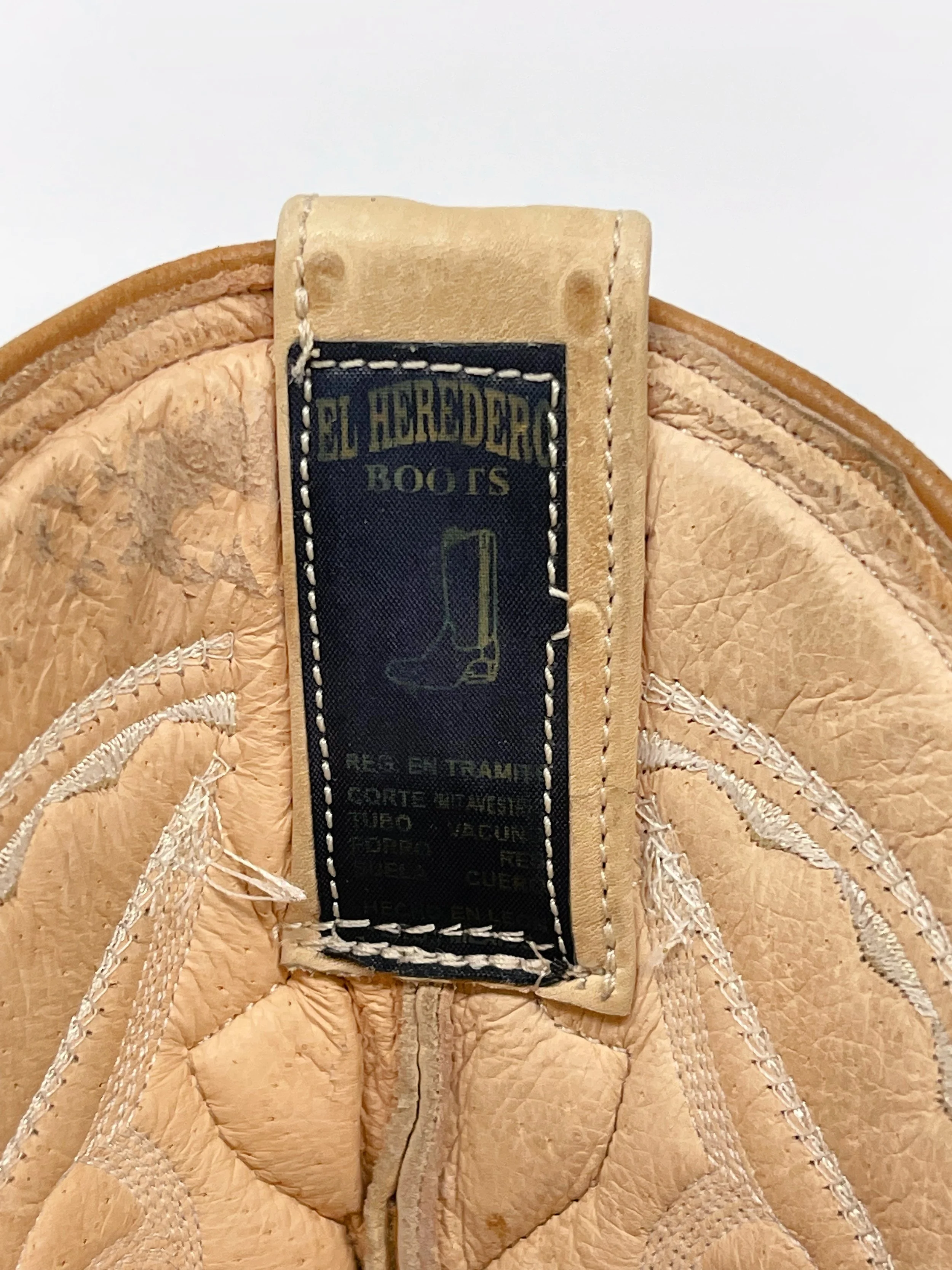 Vintage pair men's leather, full quill ostrich cowboy boots, El Hereder, size: 28 1/2, made in Mexico