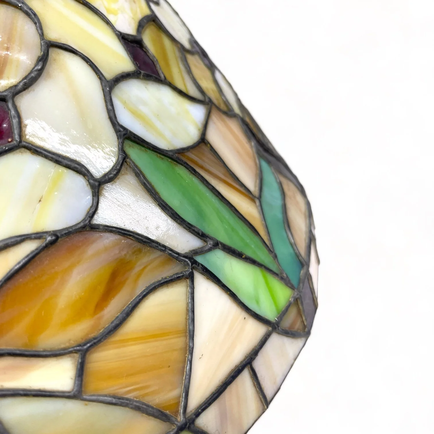 Vintage hanging light fixture, colorful Floral Slag Glass, Tiffany Style  Stained Glass semi-flush ceiling mount, hardwired.