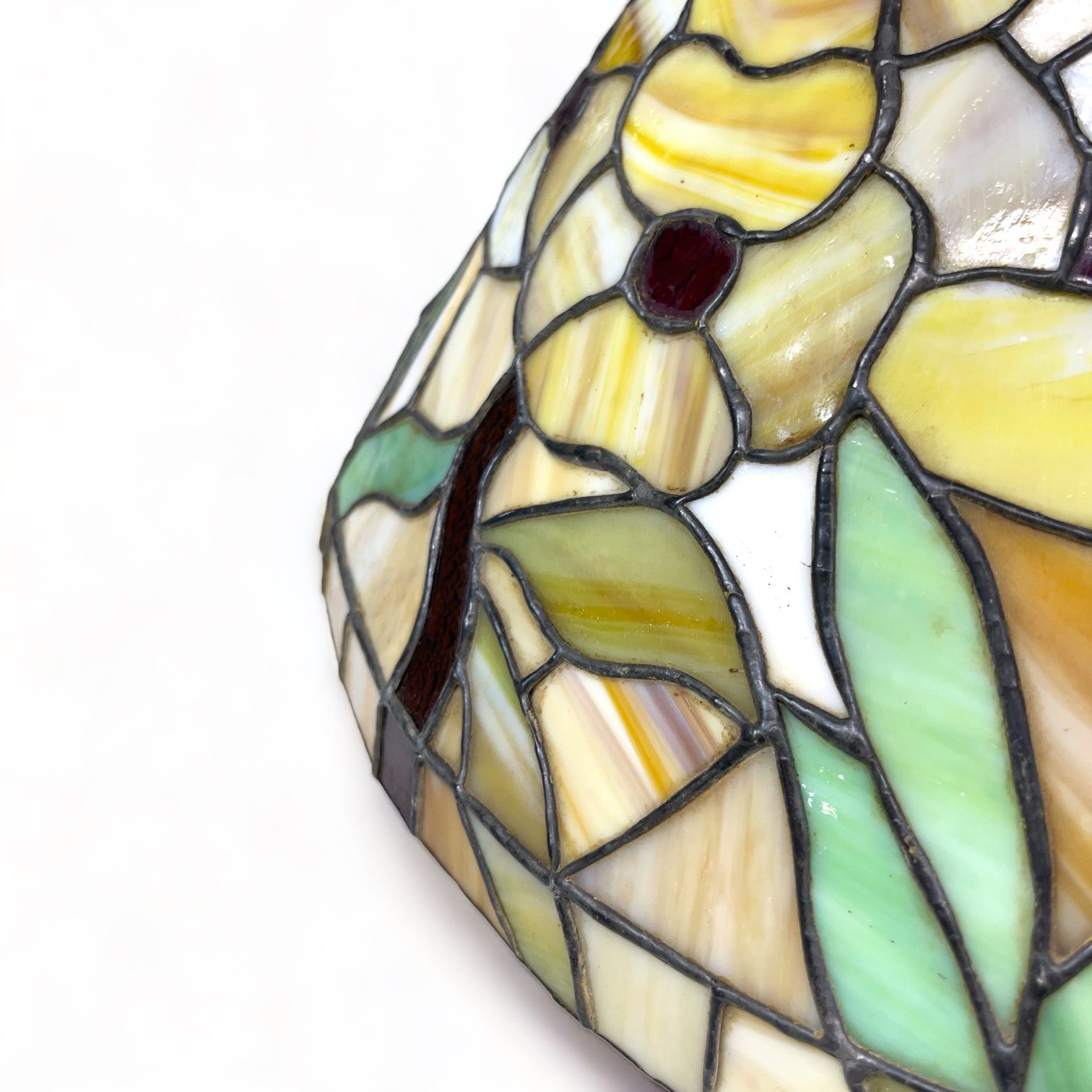 Vintage hanging light fixture, colorful Floral Slag Glass, Tiffany Style  Stained Glass semi-flush ceiling mount, hardwired.