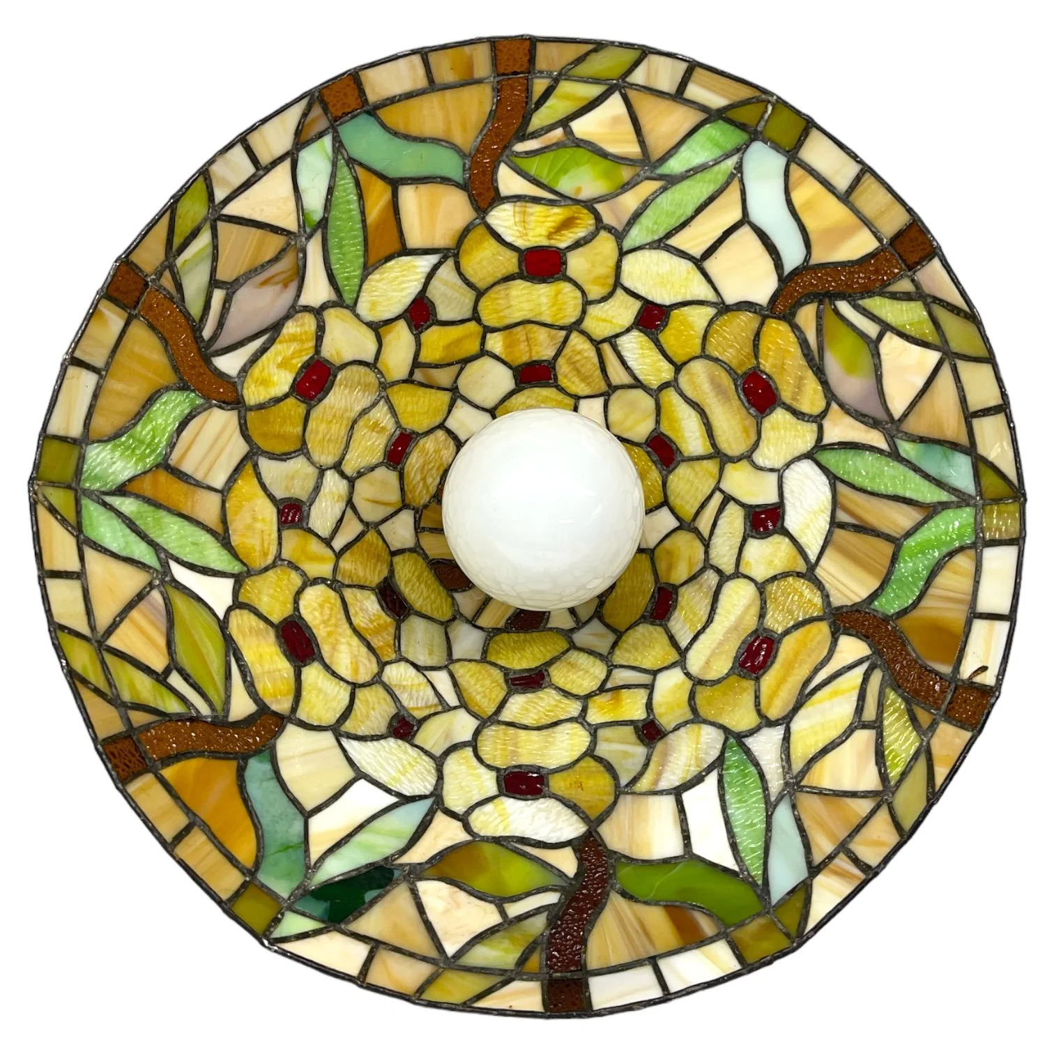 Vintage hanging light fixture, colorful Floral Slag Glass, Tiffany Style  Stained Glass semi-flush ceiling mount, hardwired.