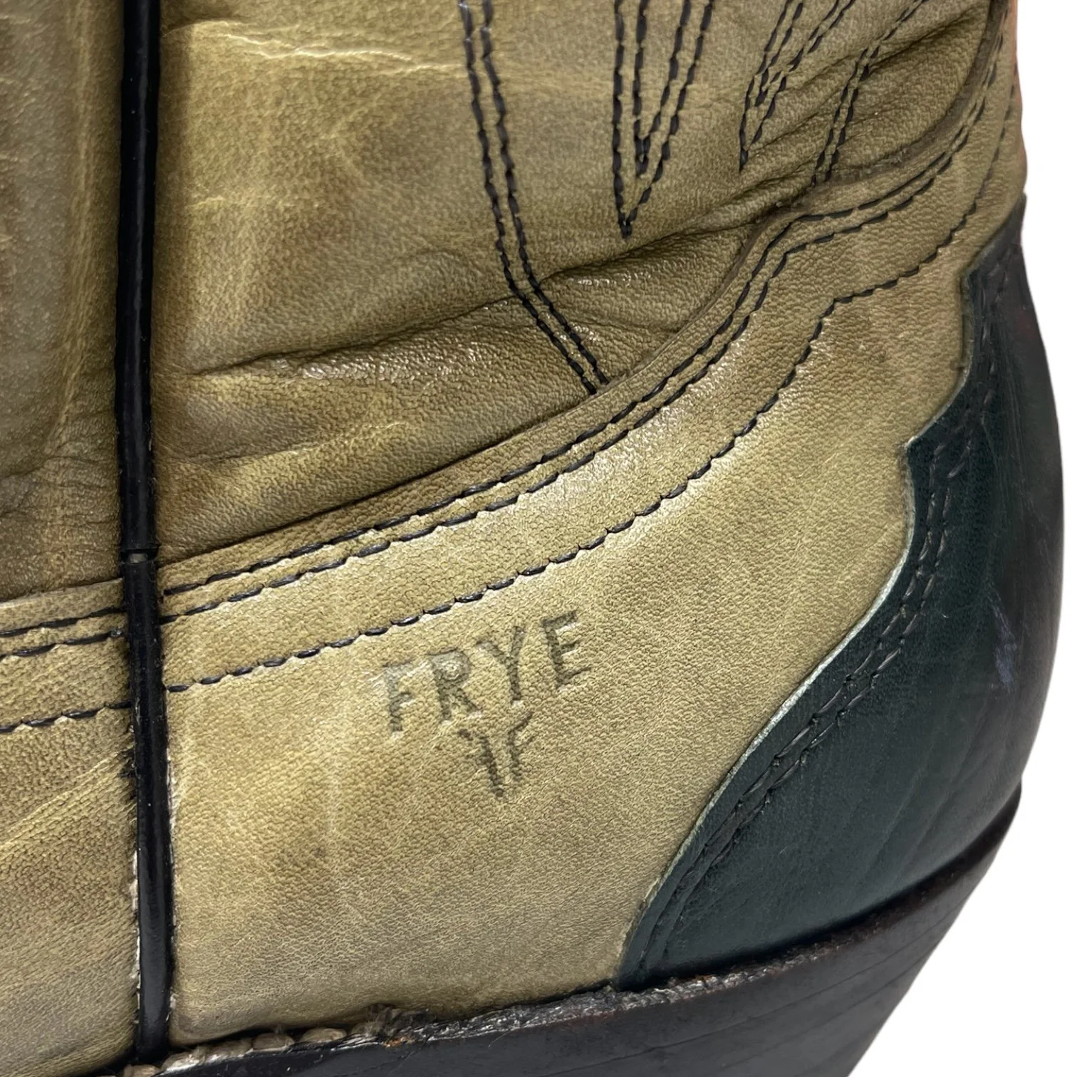 Vintage Men's Frye Cowboy Boots Size 10 1/2B - Made in USA, Western Leather Boot, Scallop Dip Tall Shaft