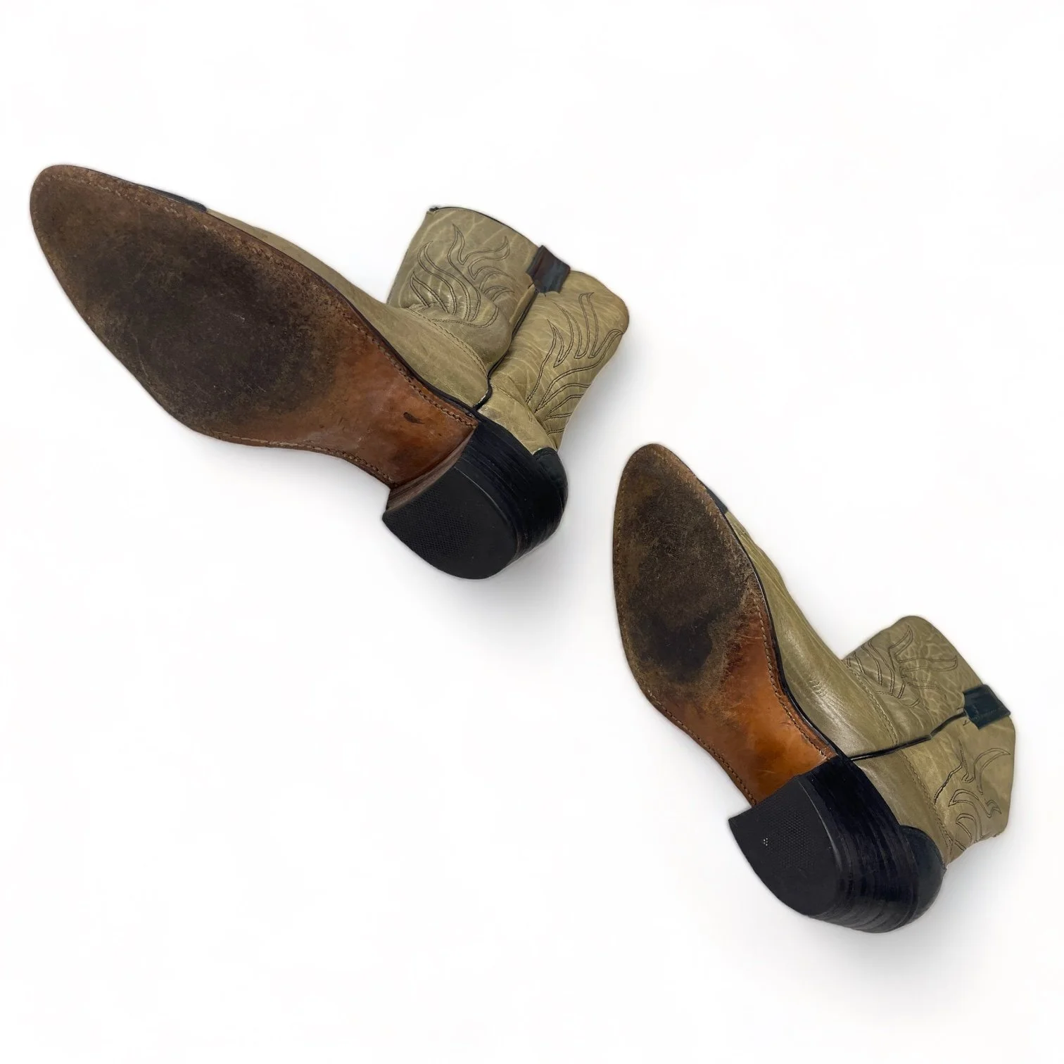 Vintage Men's Frye Cowboy Boots Size 10 1/2B - Made in USA, Western Leather Boot, Scallop Dip Tall Shaft