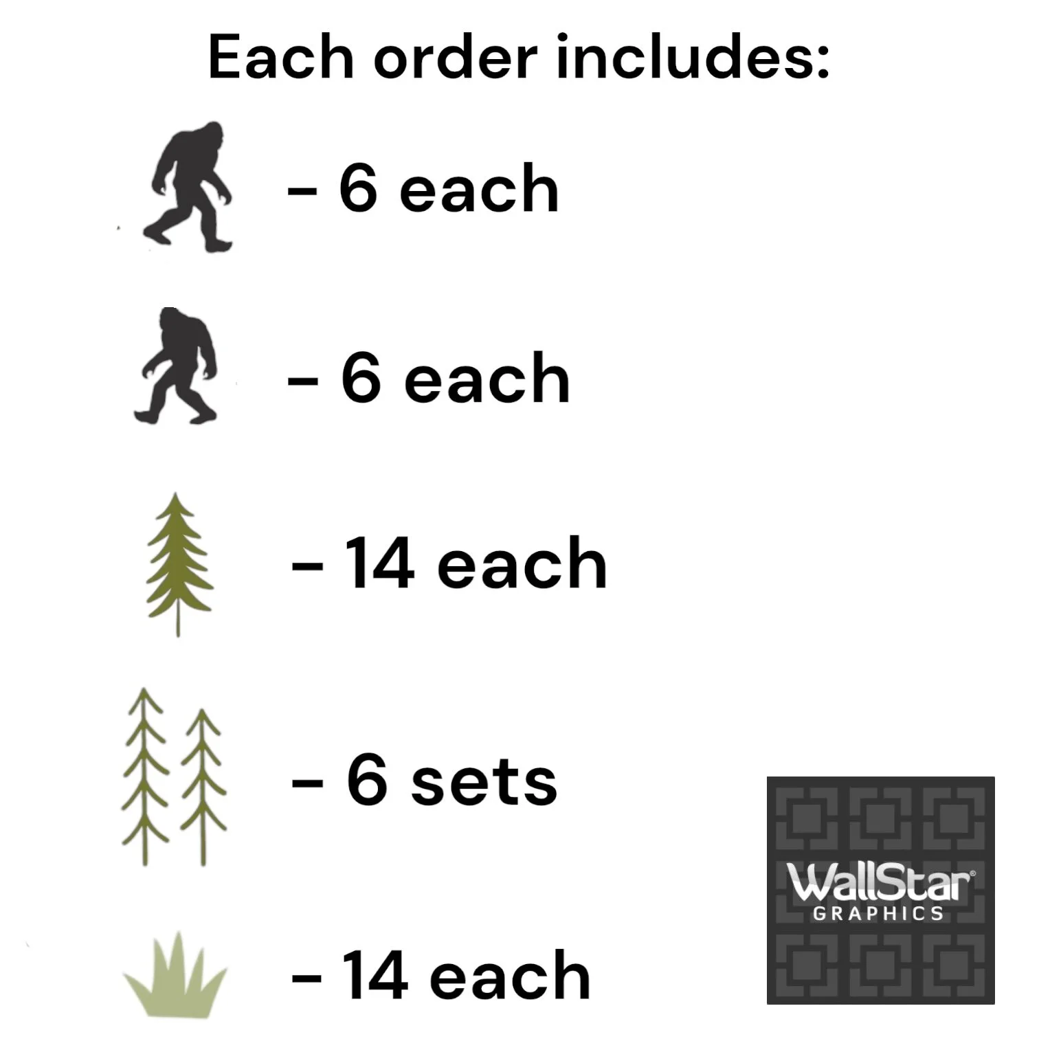 Each order includes photo for Big Foot set by Wall Star Graphics.