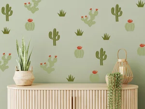 Colorful Cactus Wall Decal Set - for Stylish Desert Themed Decor  Wall  Star Graphics | Modern Artifact Decor