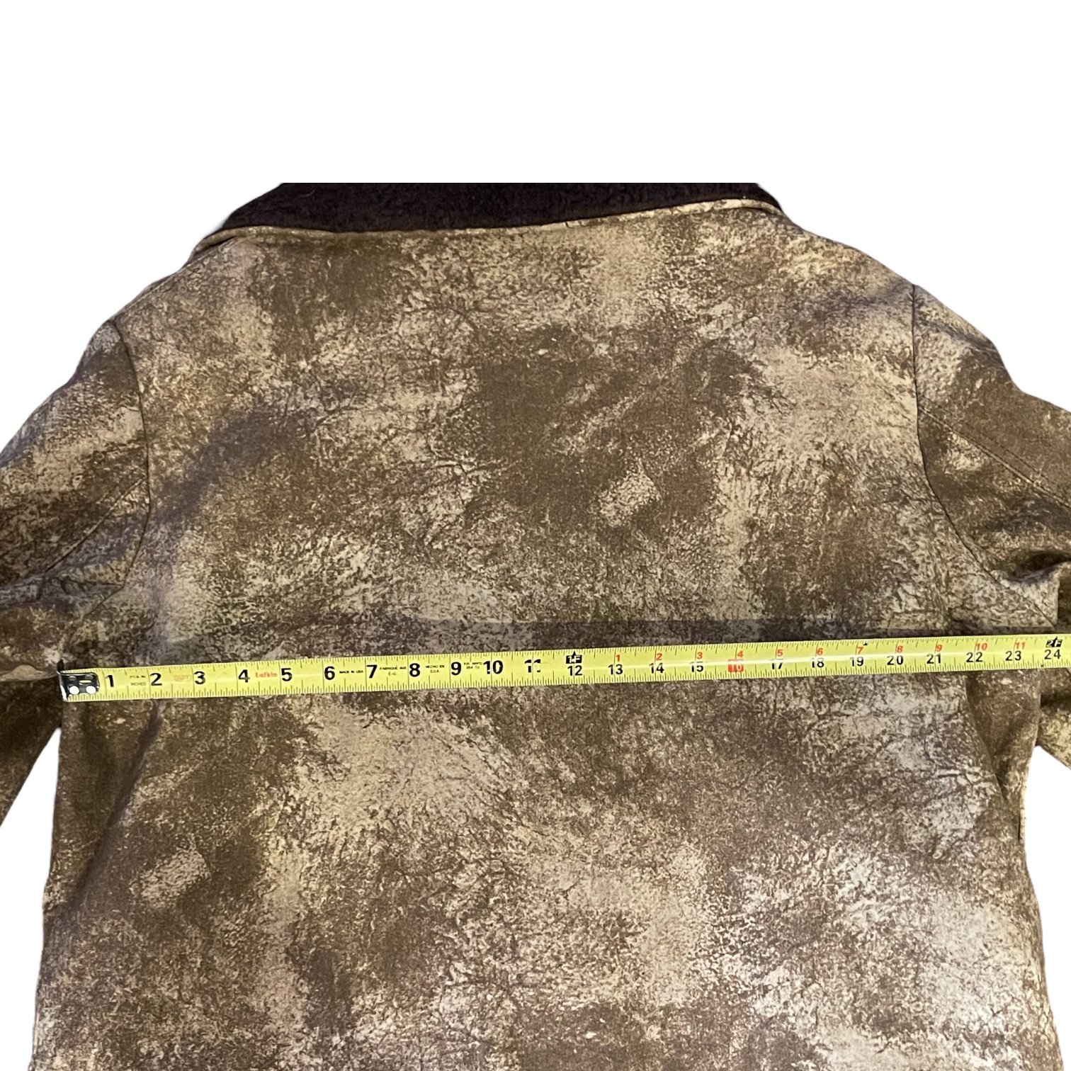 A vintage men's Sherpa Lined Rancher Jacket hanging on a vintage wooden hanger. Size XL Made in USA, Classic Ranch Style Western Wear, by Wiman.
