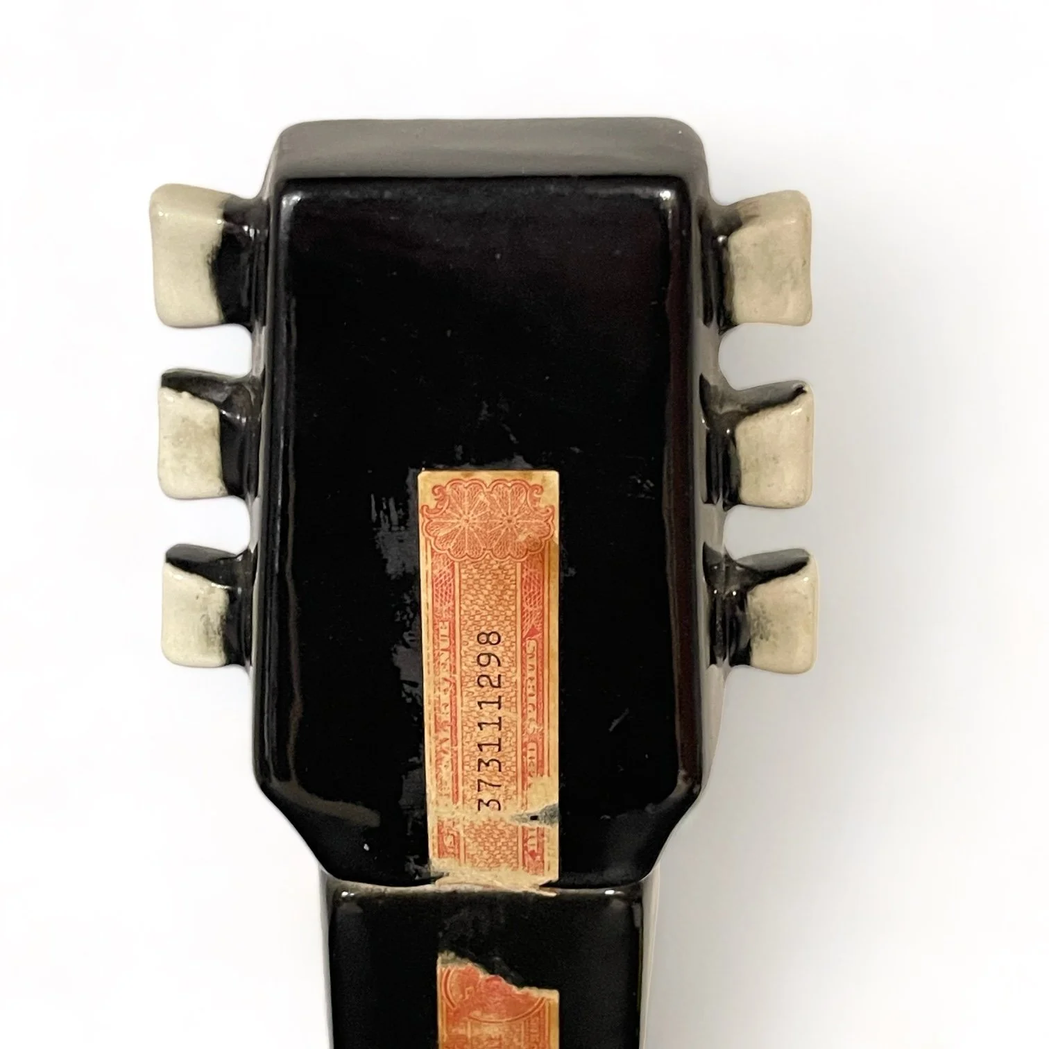 Vintage 1968 Ceramic Guitar Liquor Bottle 16 1/2 inches tall, OMB Old Mister Boston Kentucky Straight Bourbon Whiskey