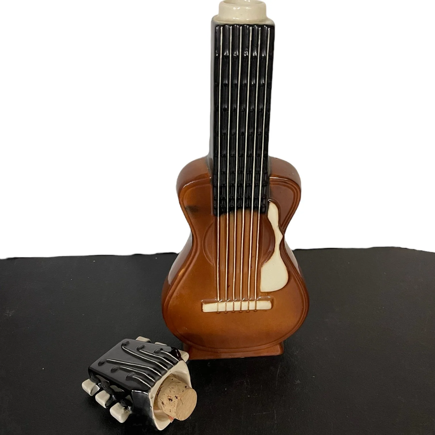 Vintage ceramic guitar liquor decanter 1968 by Old Mister Bourbon
