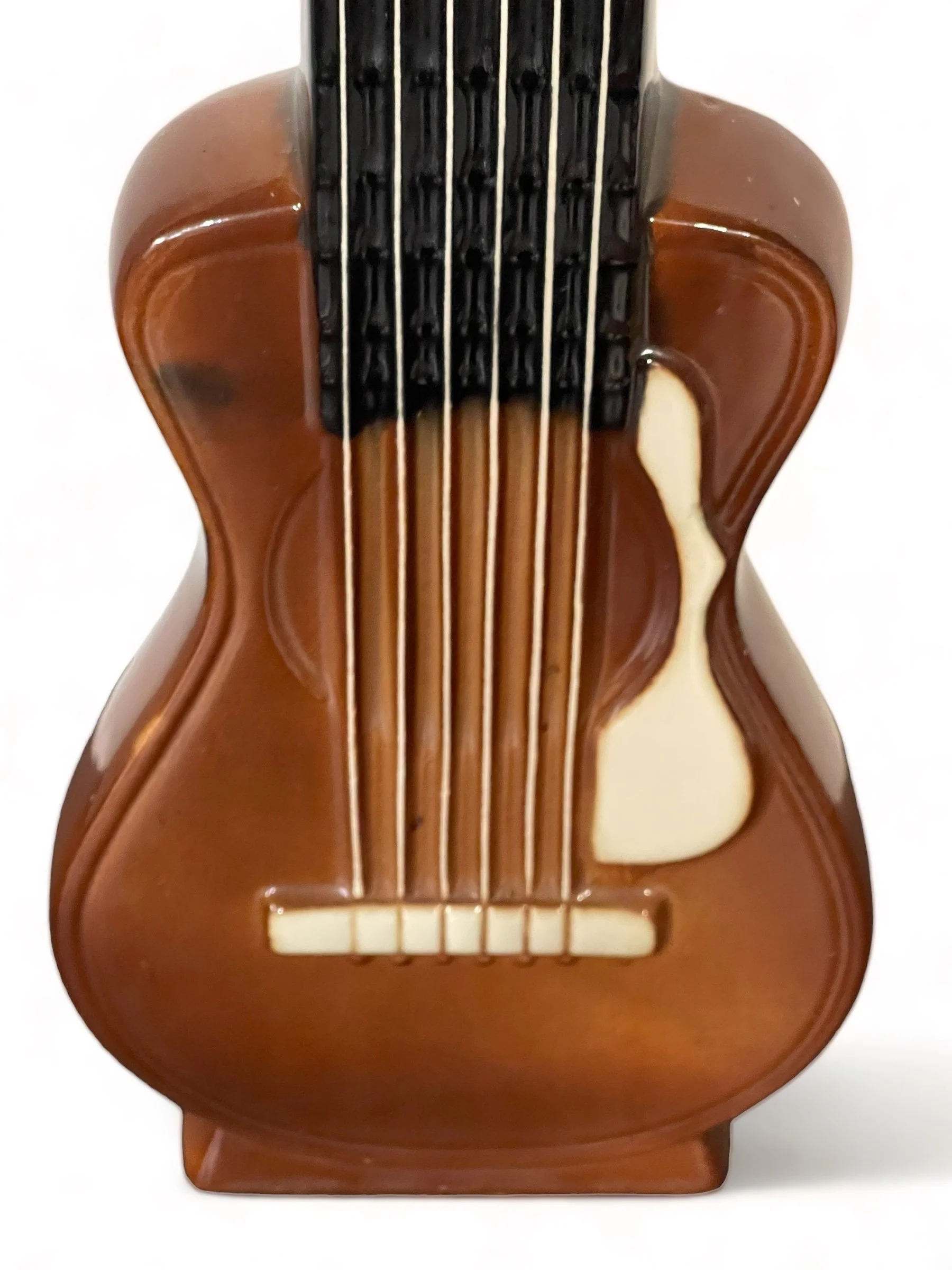 Vintage 1968 Ceramic Guitar Liquor Bottle 16 1/2 inches tall, OMB Old Mister Boston Kentucky Straight Bourbon Whiskey