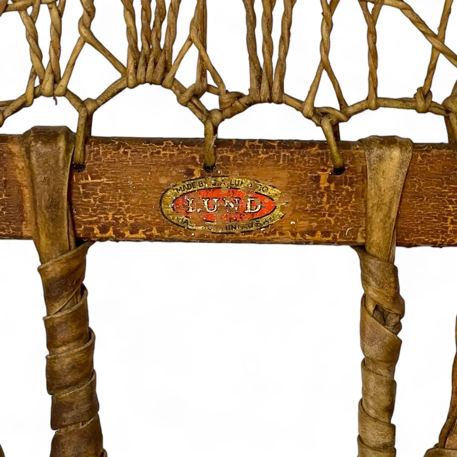 Photoroom_20240606_073337Vintage CA Lund wooden snowshoes with poles - ModernArtifactDecor.JPG