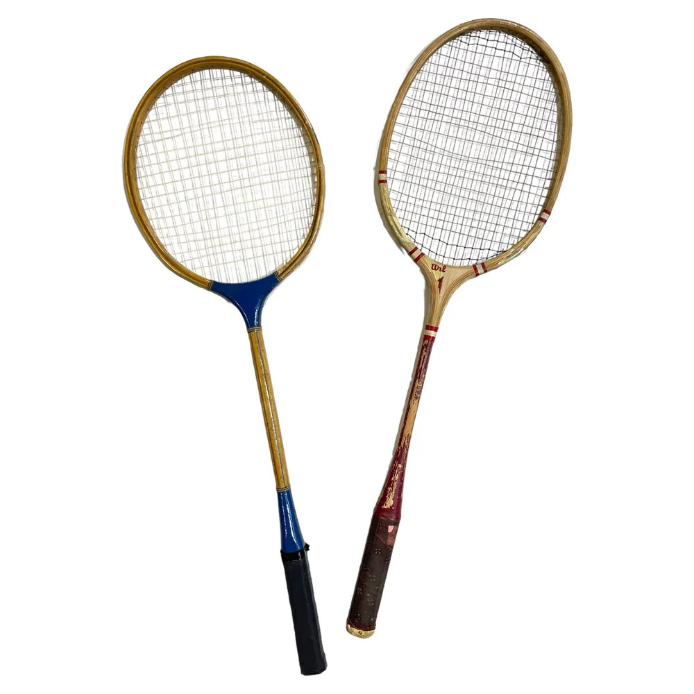 Set Badminton Wilson 7 Raquettes Bois - Filet Et 6 Volants Vintage USA