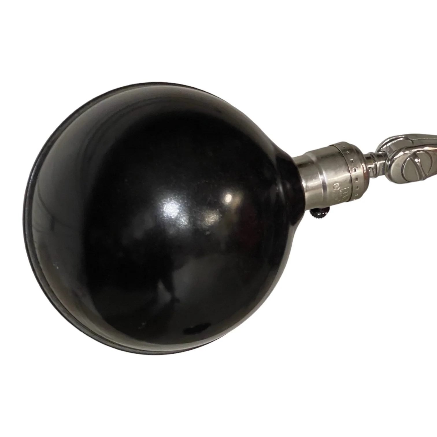 Vintage black metal mid century fully articulating shade pharmacy floor lamp.