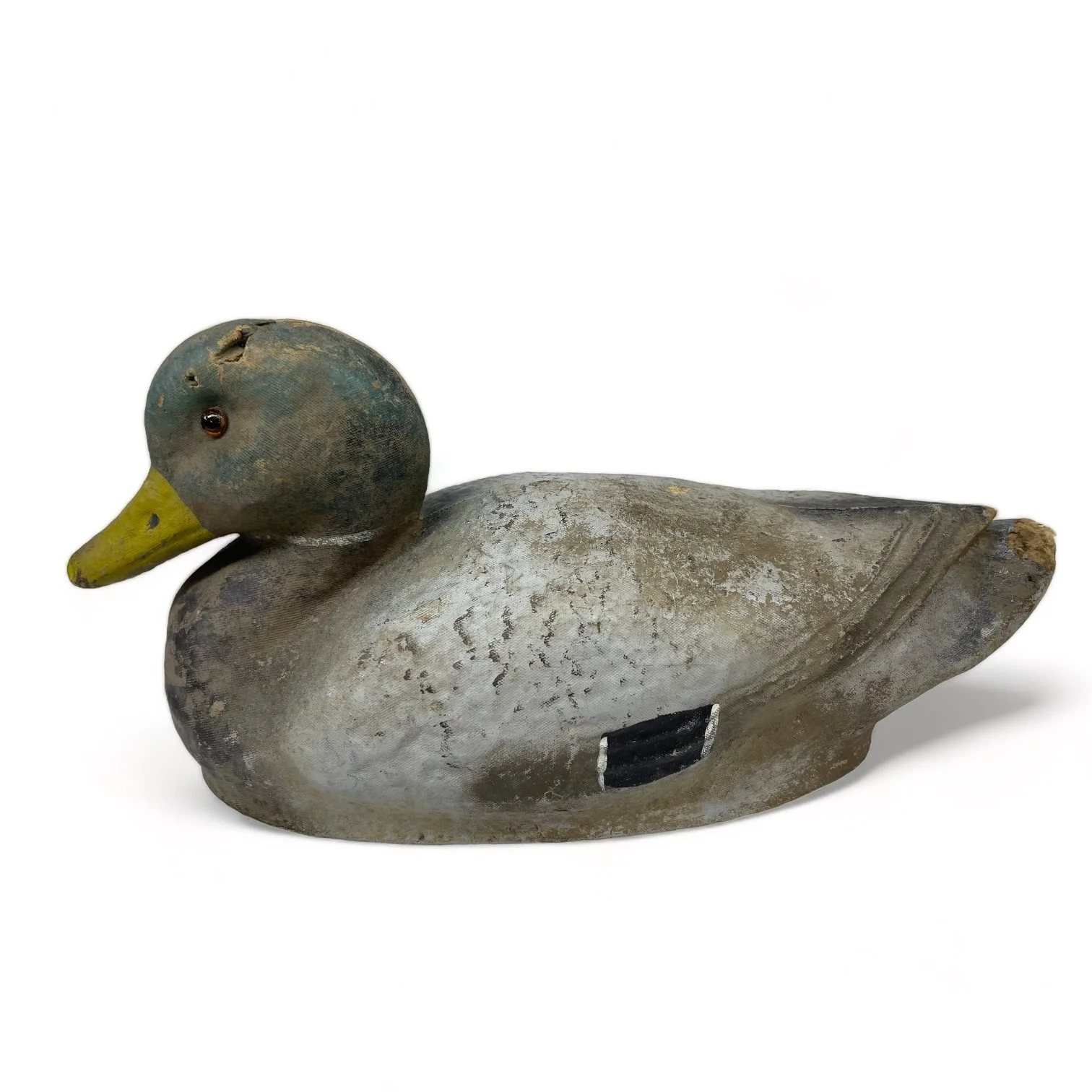 Vintage pair of paper machete fiber duck decoys. Set of two Mallard duck decoys by Carry Lite, JC Higgins.