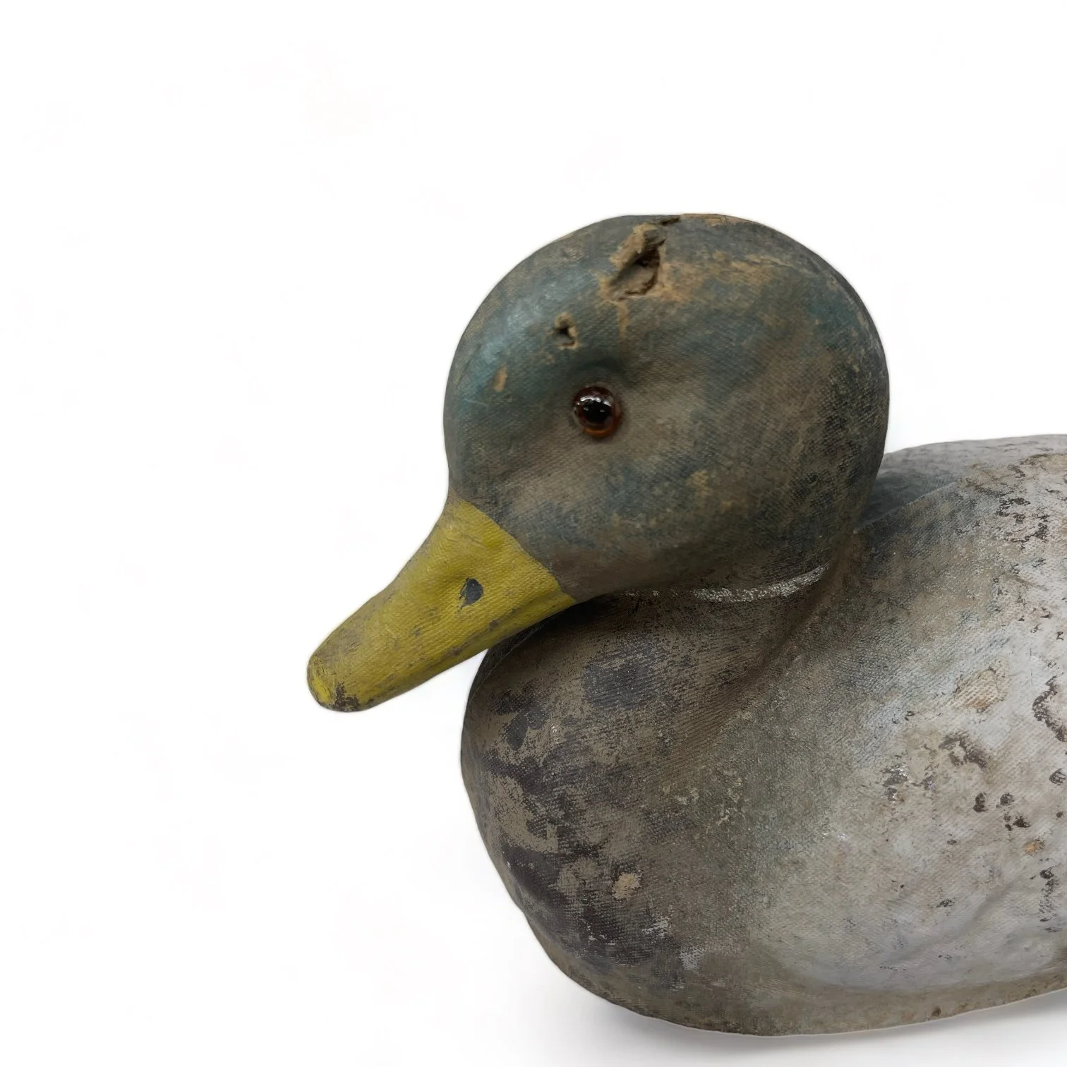 Vintage pair of paper machete fiber duck decoys. Set of two Mallard duck decoys by Carry Lite, JC Higgins.