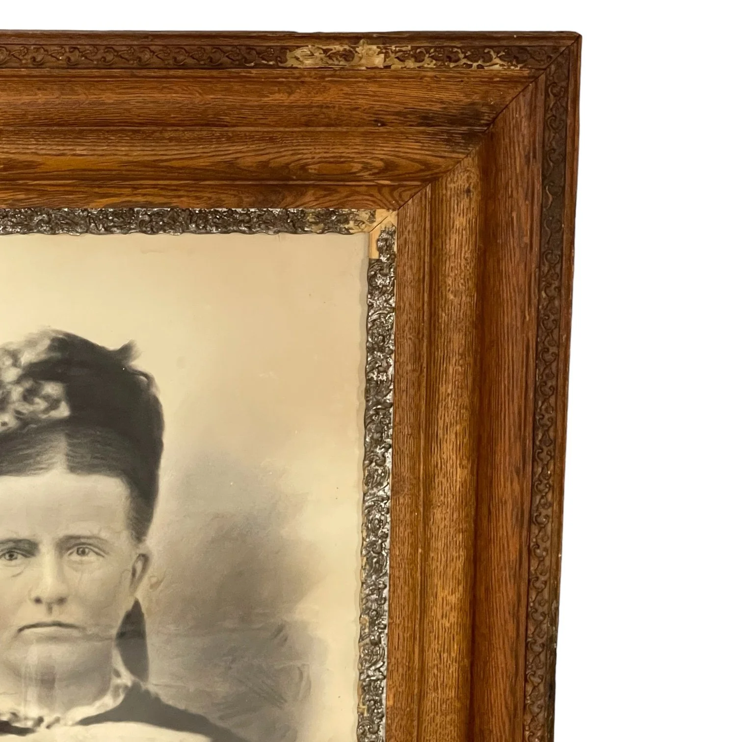 Victorian Era 1800s Antique Portrait of a Woman in Ornate Wooden Frame