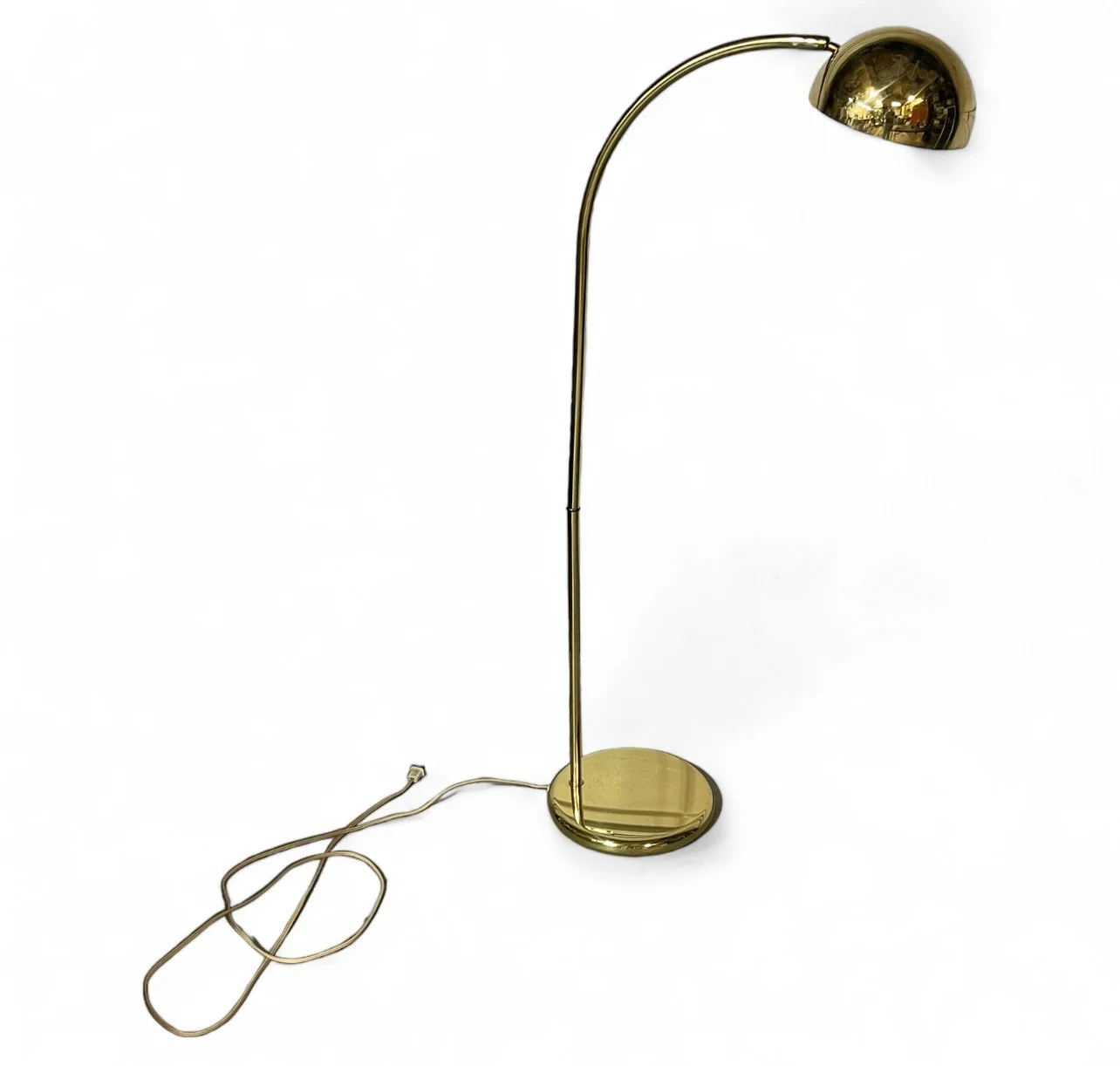 Vintage mid century modern gold arched floor lamp.