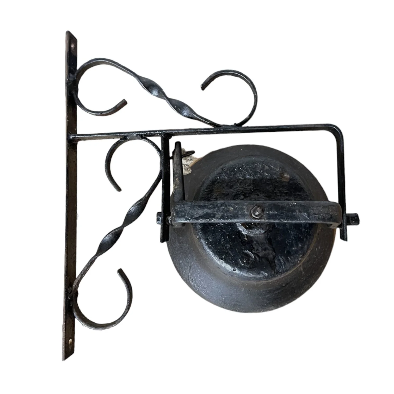 Vintage XL, heavy duty cast iron dinner bell with scroll hardware for wall or post mount.