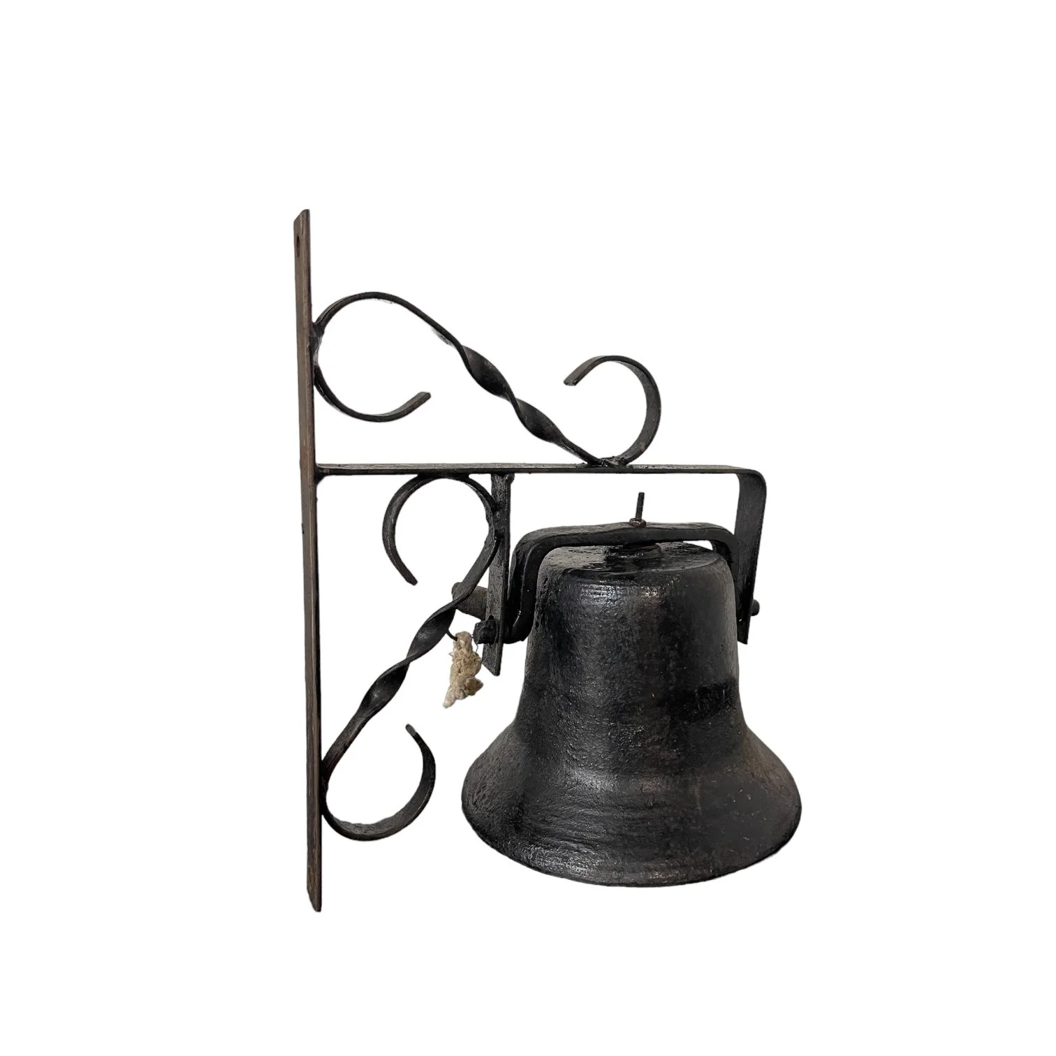 Vintage XL, heavy duty cast iron dinner bell with scroll hardware for wall or post mount.