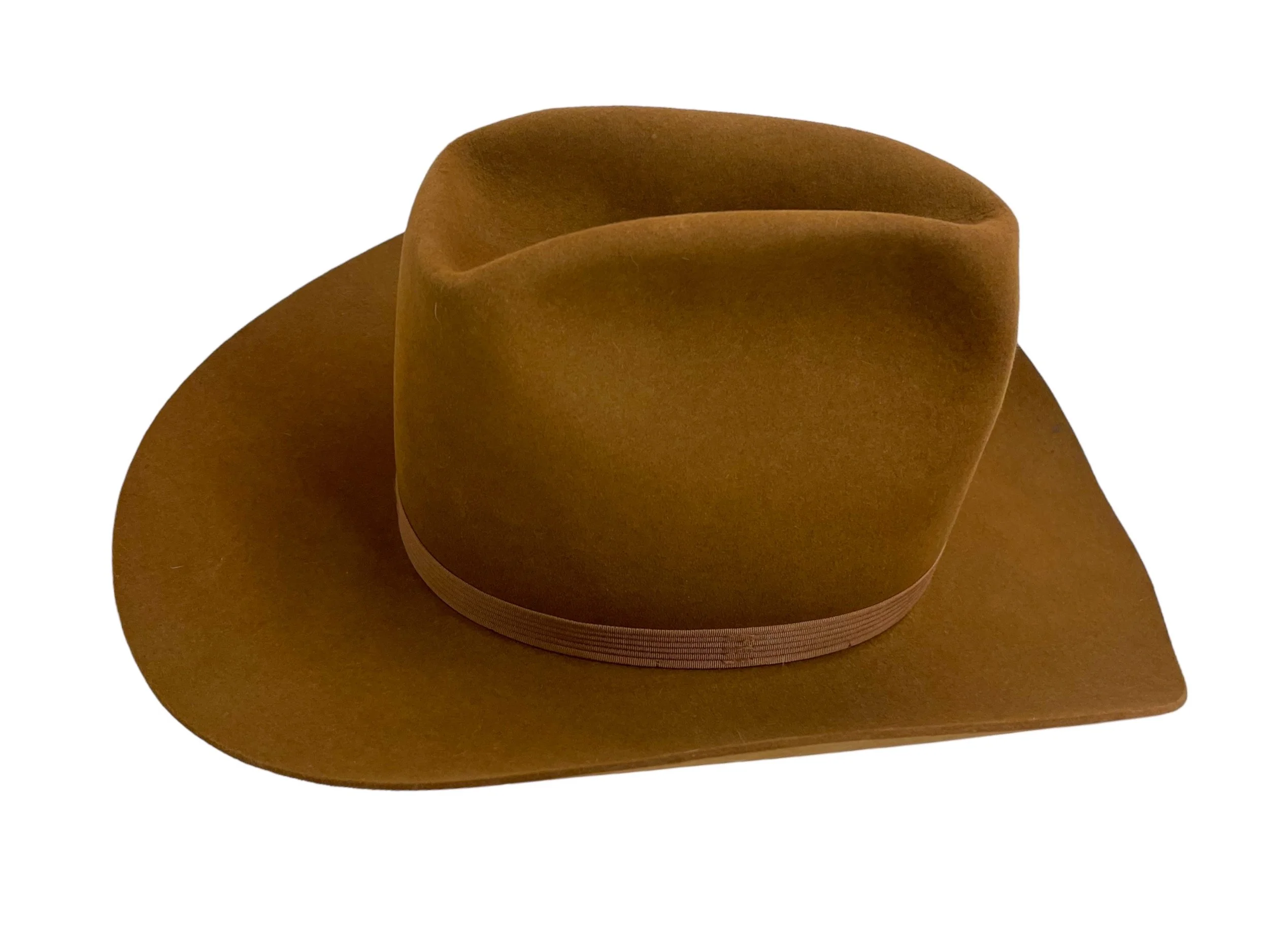 Vintage Resistor XXX Beaver Cowboy hat with hatband with colorful feathers. Size 7 1/4 in a brown color. Made in USA.