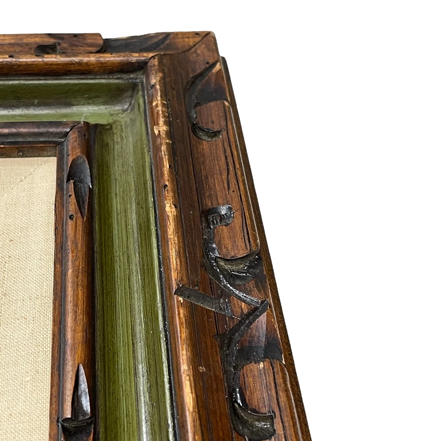 Vintage 32 x 26 inch original painting of oak tree and Spanish style home, in muted earth tone colors in a hand carved wood frame.