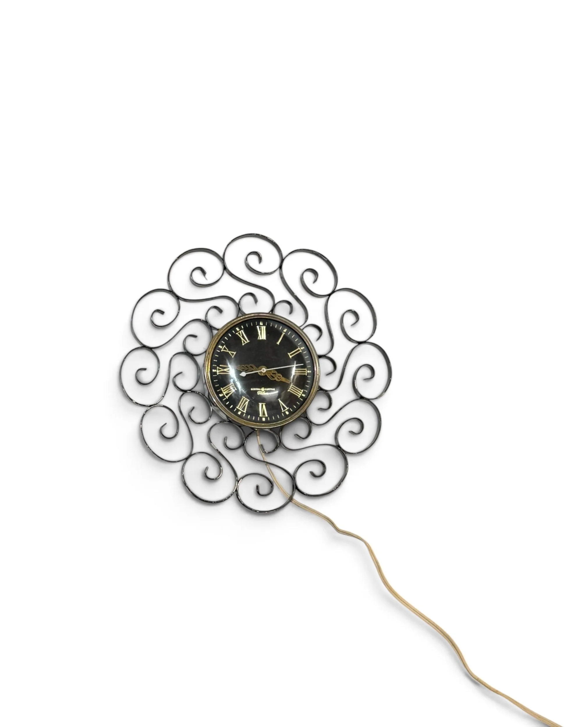vintage 1950s General Electric Telechrom wrought iron clock